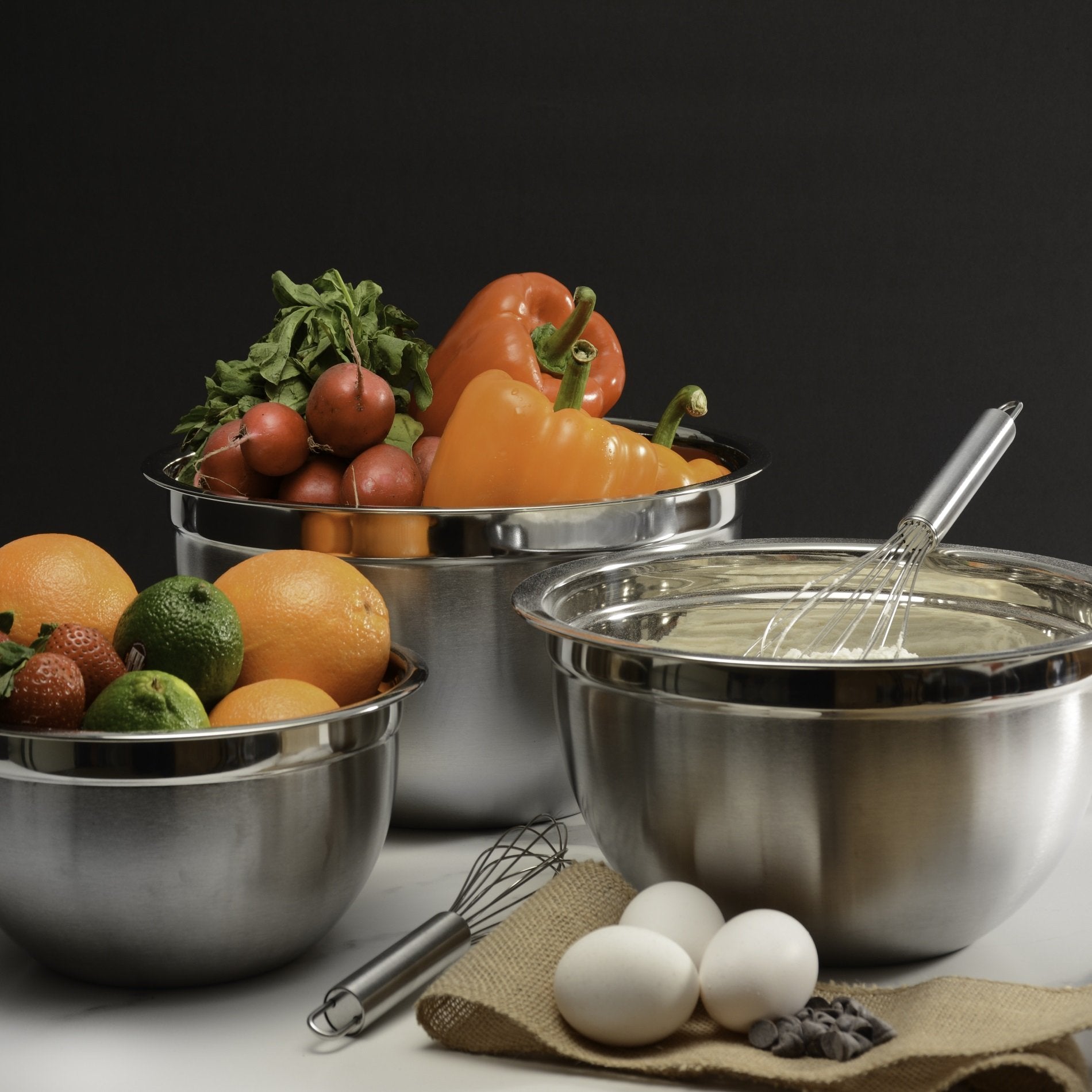 Ybm Home Deep Professional Stainless Steel Mixing Bowls (Set Of 4) For Baking, Cooking, And Prepping, Stackable Nesting Bowls Fo