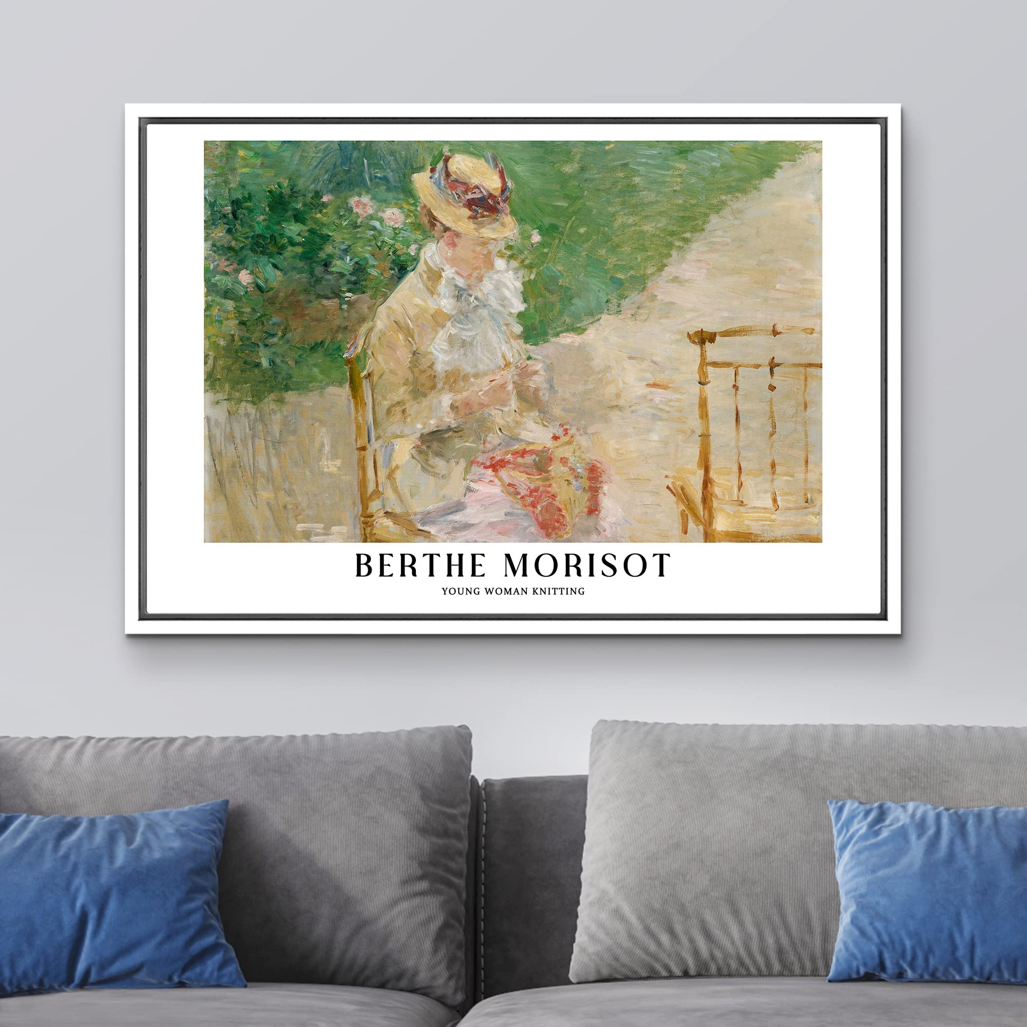 Wall26 Framed Canvas Print Wall Art Young Woman Knitting By Berthe Morisot Historic Classical Illustrations Fine Art Decorative