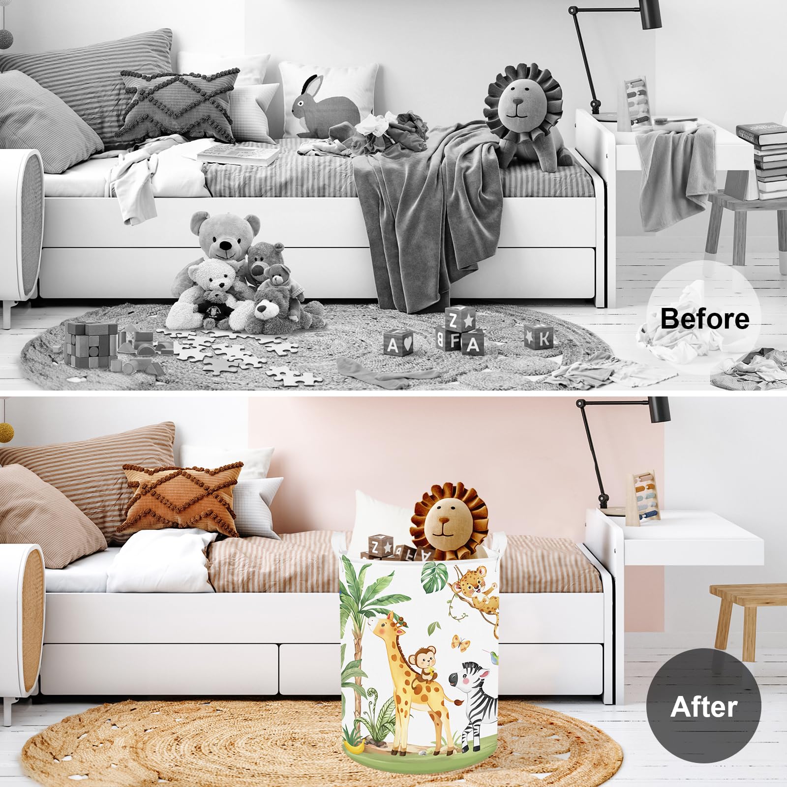 Clastyle Tropical Jungle Animals Baby Laundry Hamper Palm Tree Kid Storage Basket Boys Girls Gift Toy Box Collapsible Clothes Or