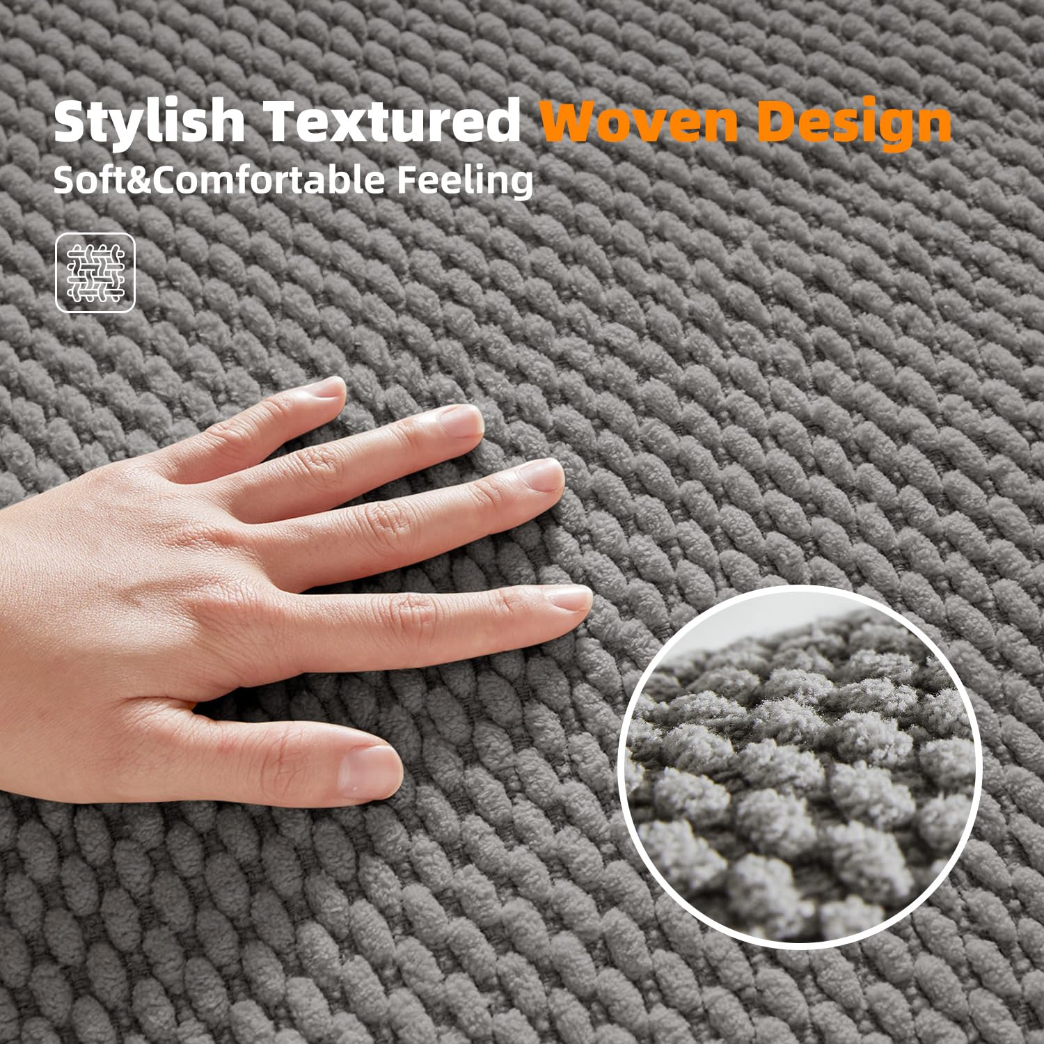 Bululom Bathroom Toilet Rug, Chenille Bathroom Mat For Toilet Mat, Non Slip Absorbent Bath Rug, Washable U Shap Mat Contour Bath