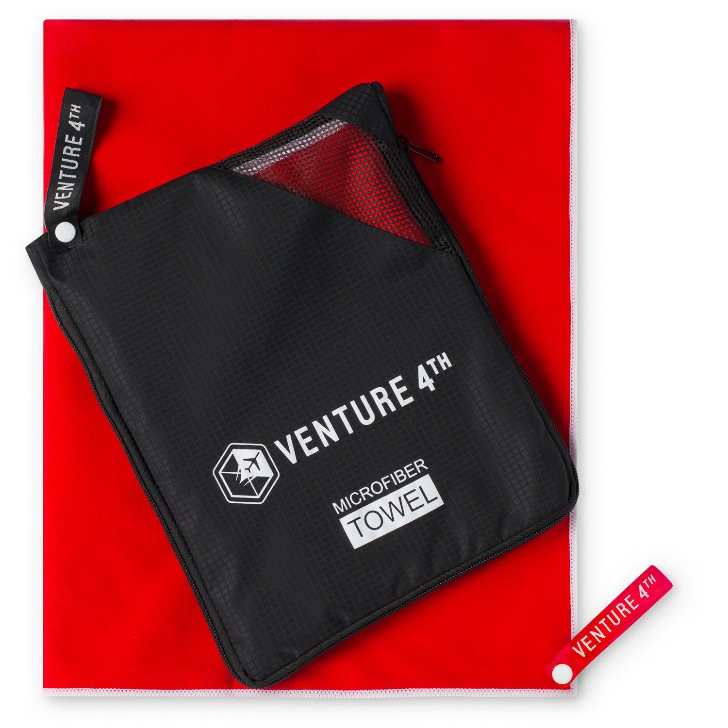 Venture 4Th Quick Dry Microfiber Towel - Odor Resistant, High Performance Towels For Gym, Camping, Travel, Yoga And Beach (Red-W