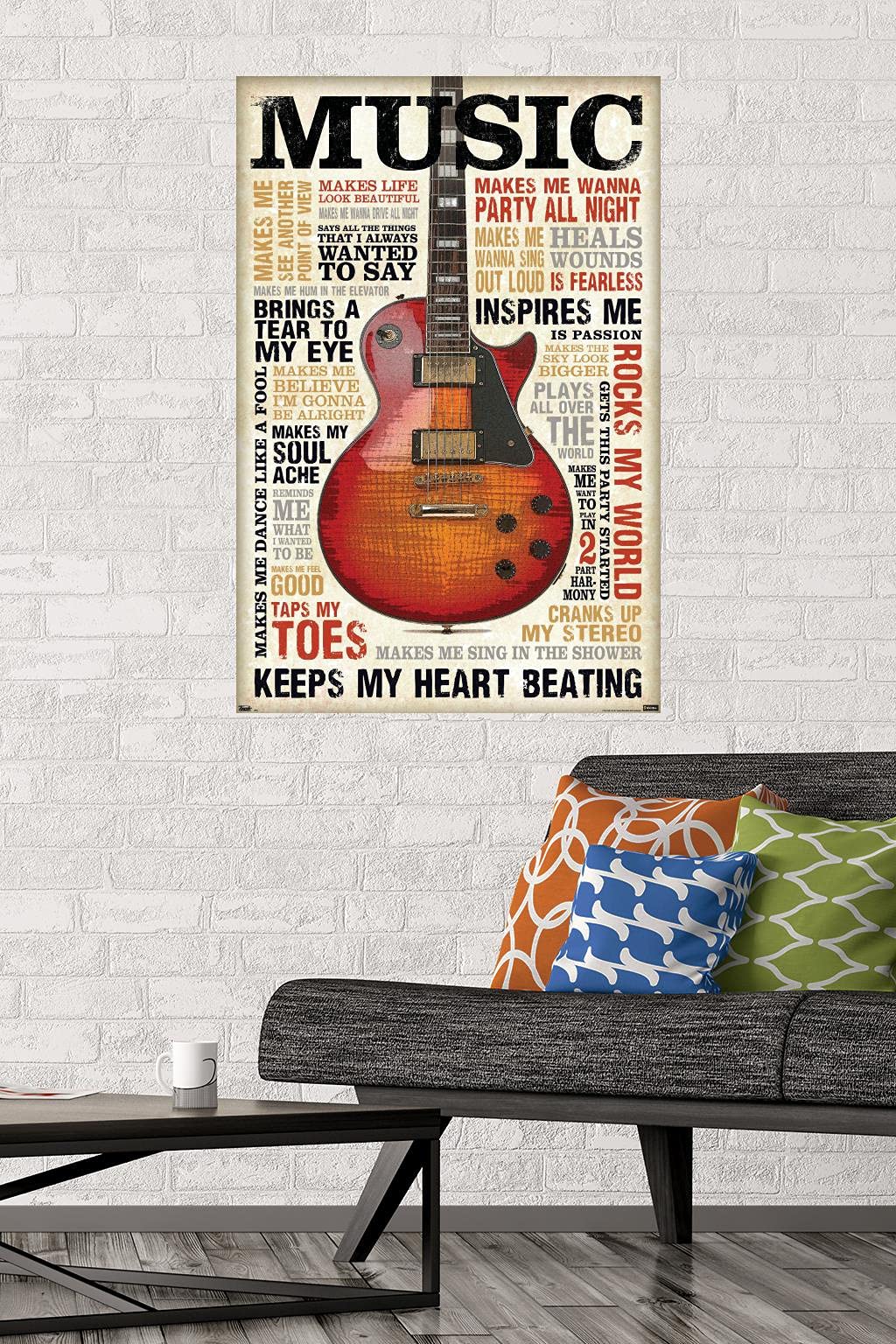 Trends International Music Inspires Me Wall Poster, 22.375'' X 34'', Poster & Mount Bundle