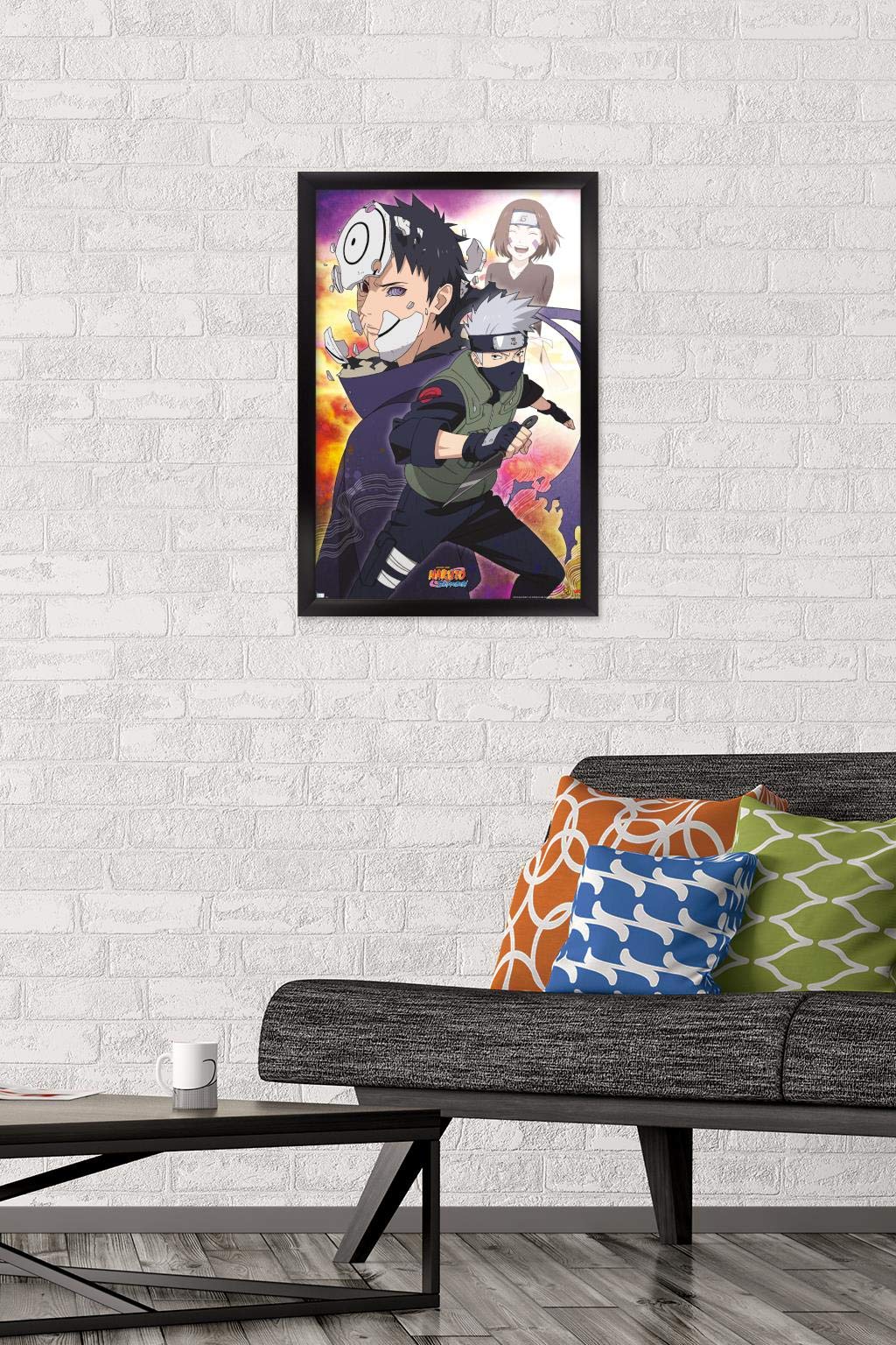Trends International Naruto Shippuden - Kakashi Wall Poster, 14.725'' X 22.375'', Black Framed Version