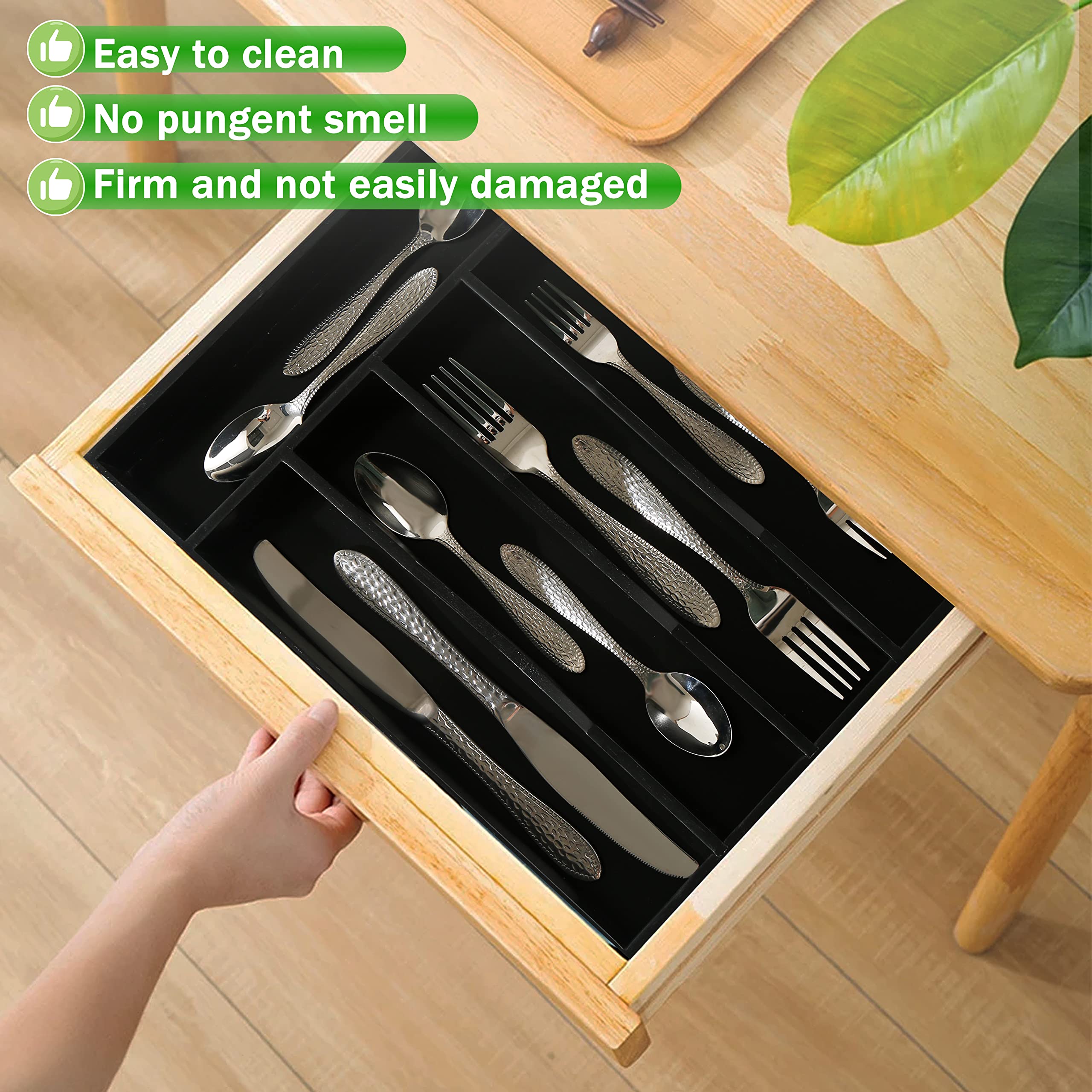 Greenual Black Silverware Organizer 10 In Utensil Organizer Silverware Tray For Drawer Cutlery Flatware Organizer For Kitchen Ba