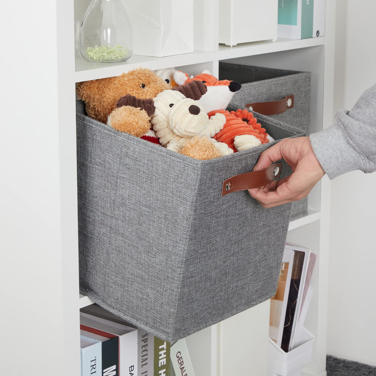 Dullemelo 11X11 Cube Collapsible Fabric Storage Bins For Shelf Organizing, Toy Square Bins, Kids Clothes Closet Baskets Storage,