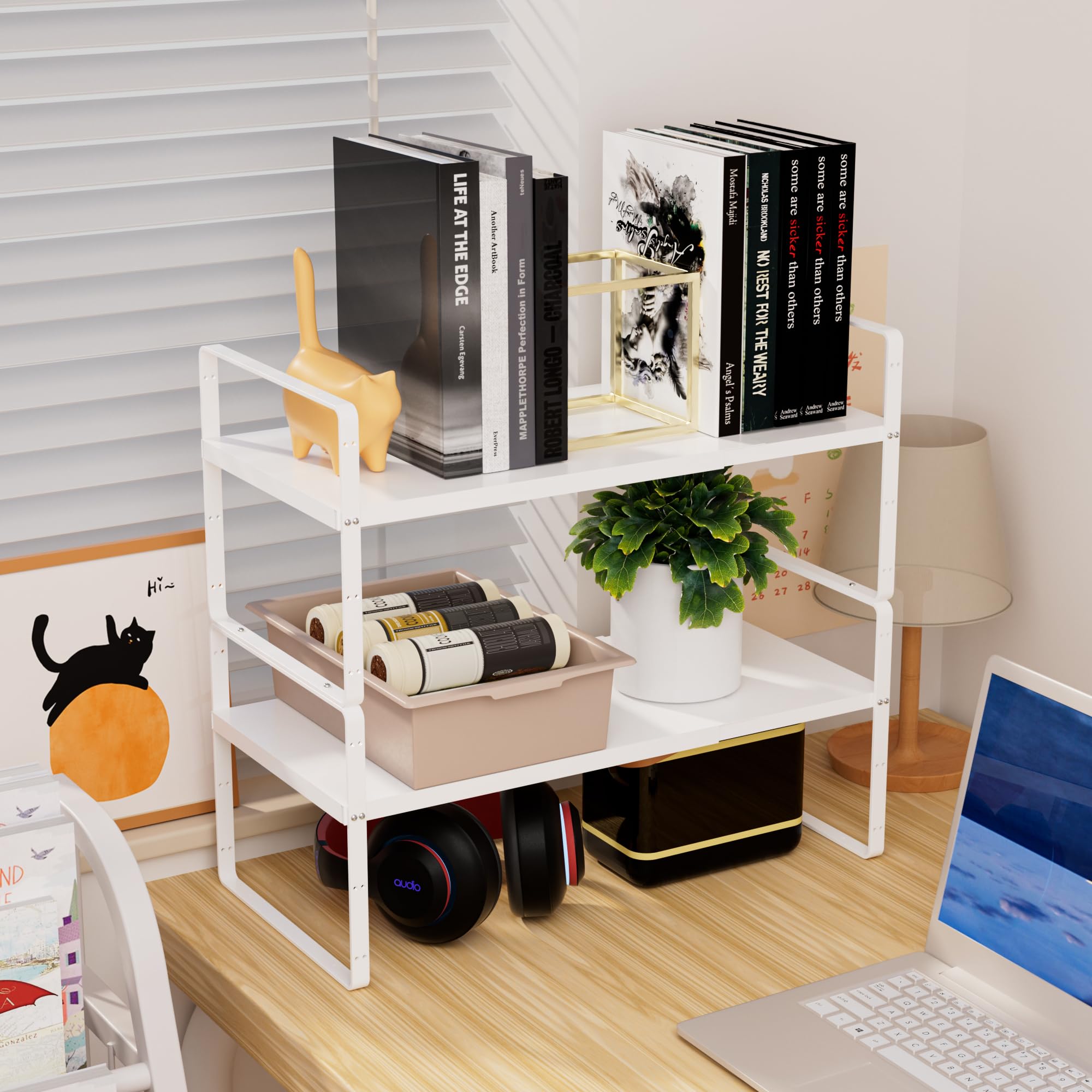 Wejipp Cabinet Organizer Shelf Expandable Pantry Counter Inside Cabinet Stackable Shelves,Spice Rack,Storage Shelf For Kitchen B