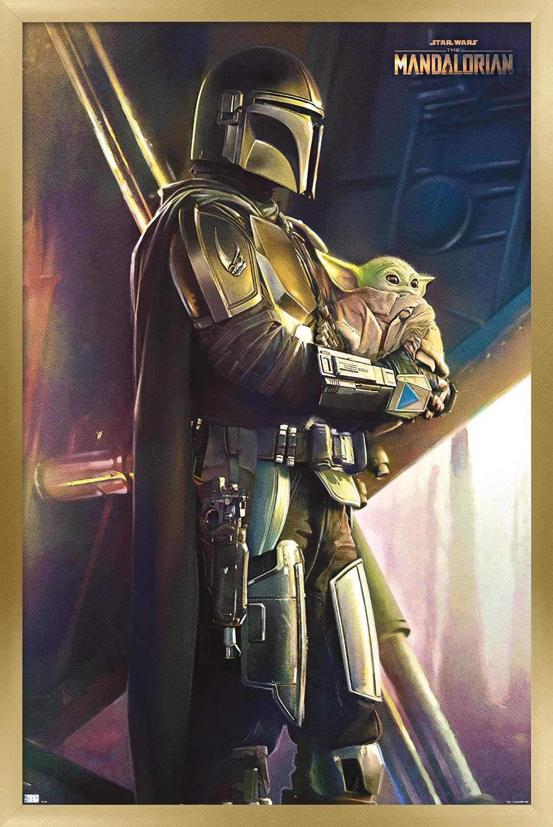 Trends International Star Wars: The Mandalorian - Held Wall Poster, 14.725'' X 22.375'', Gold Framed Version