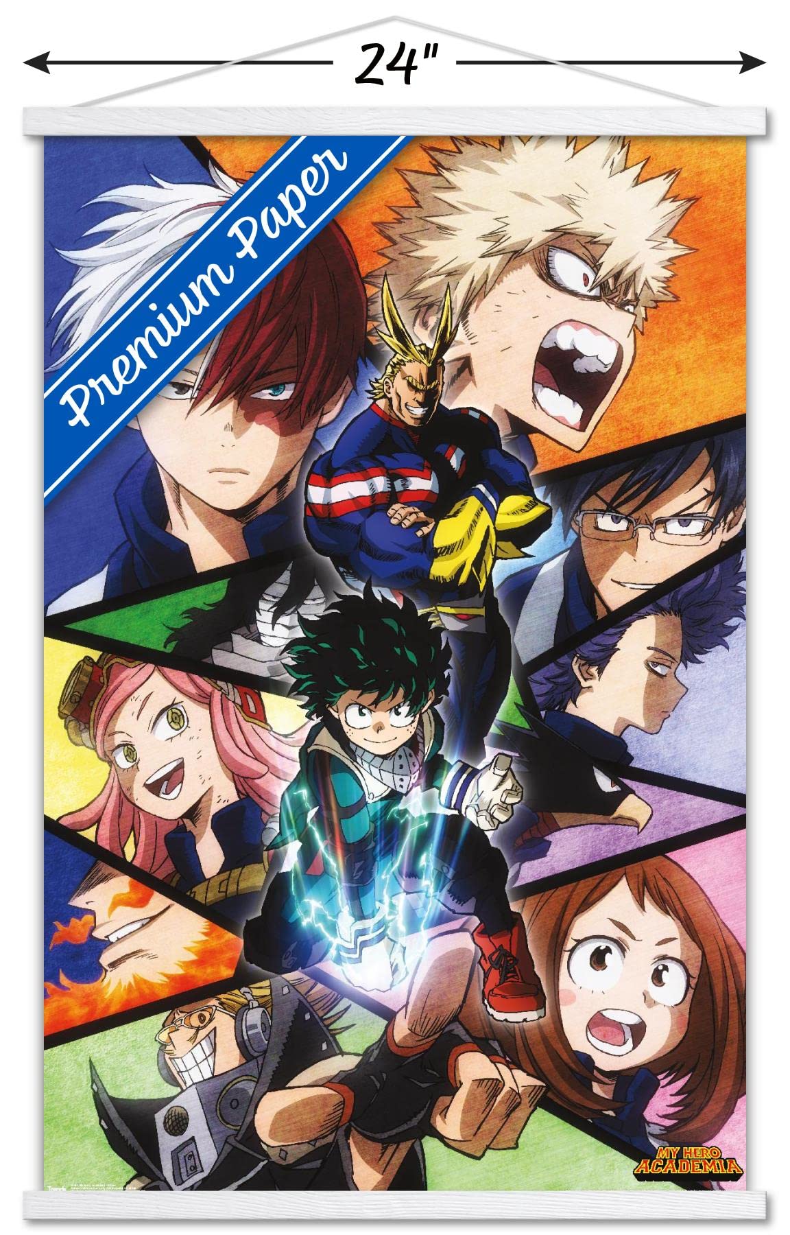 Trends International My Hero Academia - Faces Wall Poster, 22.37'' X 34.00'', Premium Print And White Hanger Bundle