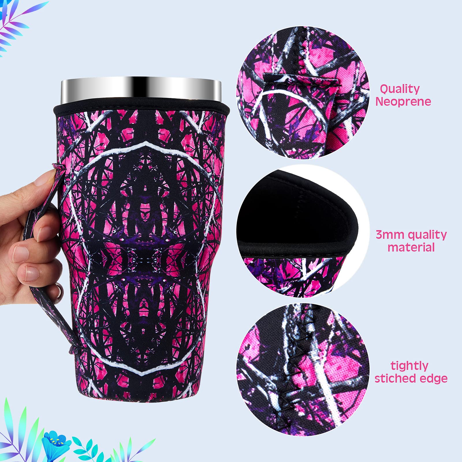 24 Pieces Iced Coffee Cup Sleeves Reusable Iced Coffee Cup Cover Neoprene Insulated Cup Sleeves Drinks Sleeve Holder For 30-32 O