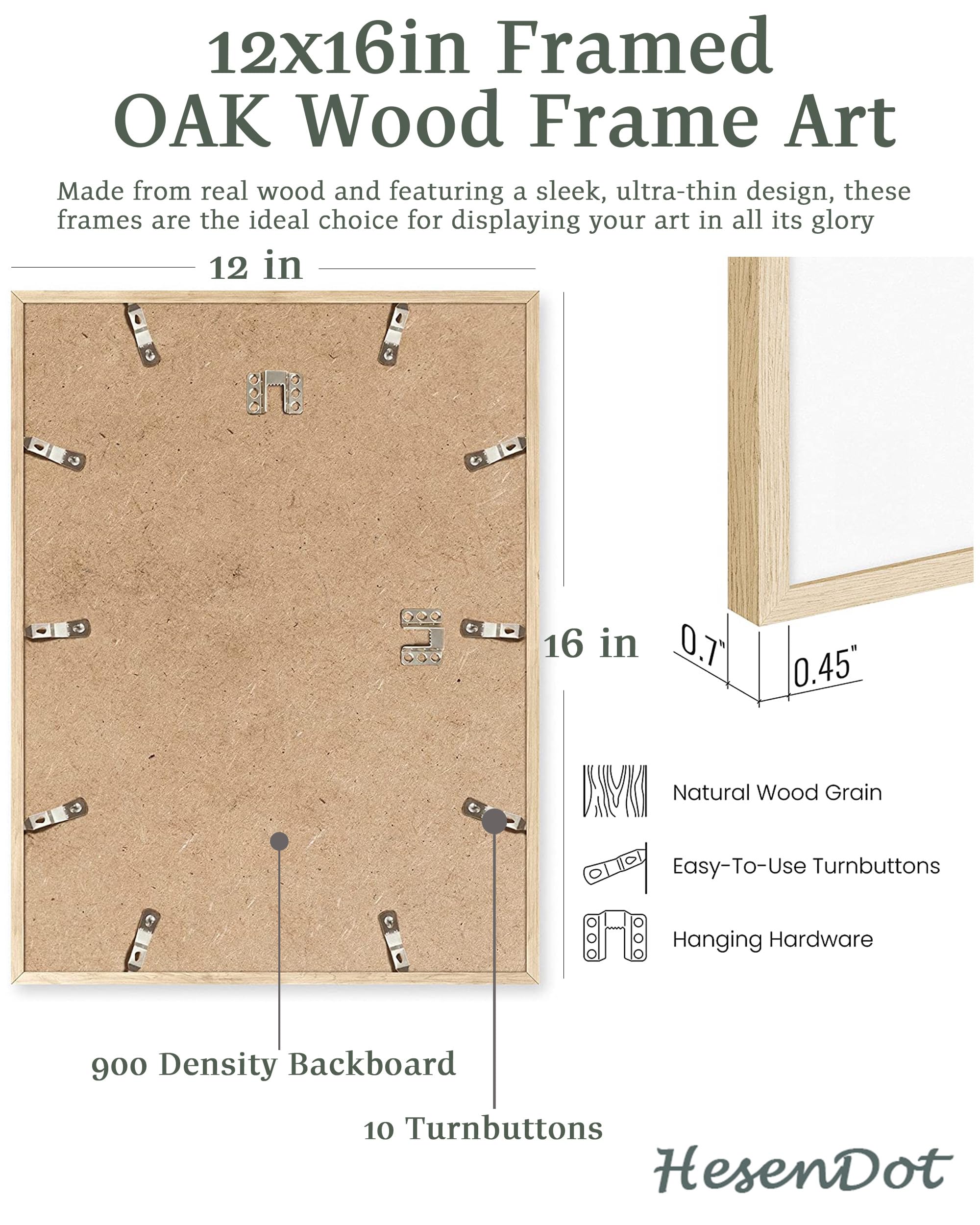 Hesendot Natural Oak Wood Yosemite National Park Framed Wall Art,12X16In Natural Scenery Canvas Wall Print,Classic Urban Landmar