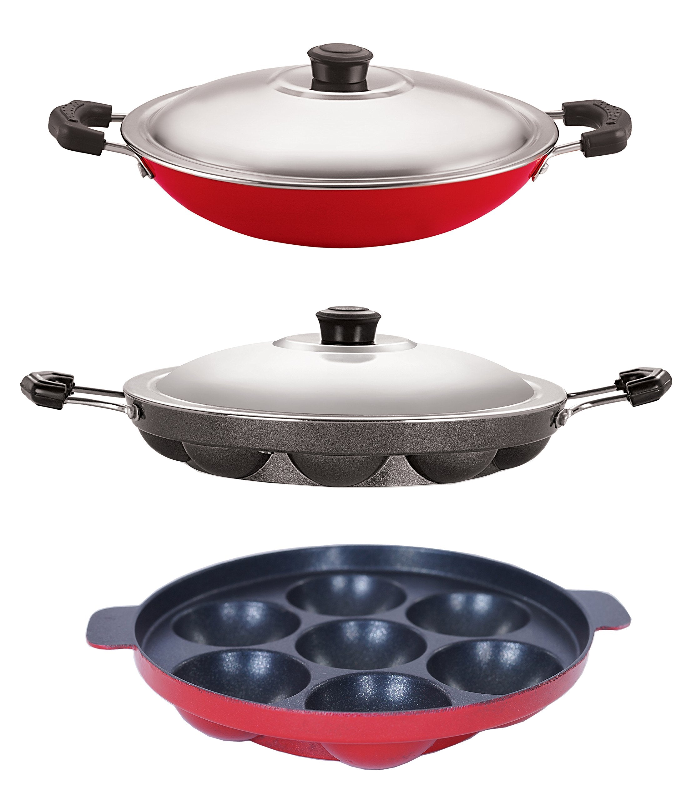 Nirlon Rust Free NonStick 3 Piece Kitchen Cooking Utensils Set With Bakelite Handle, 2.6Mm_Ap(7)_Ap(12)_Ac