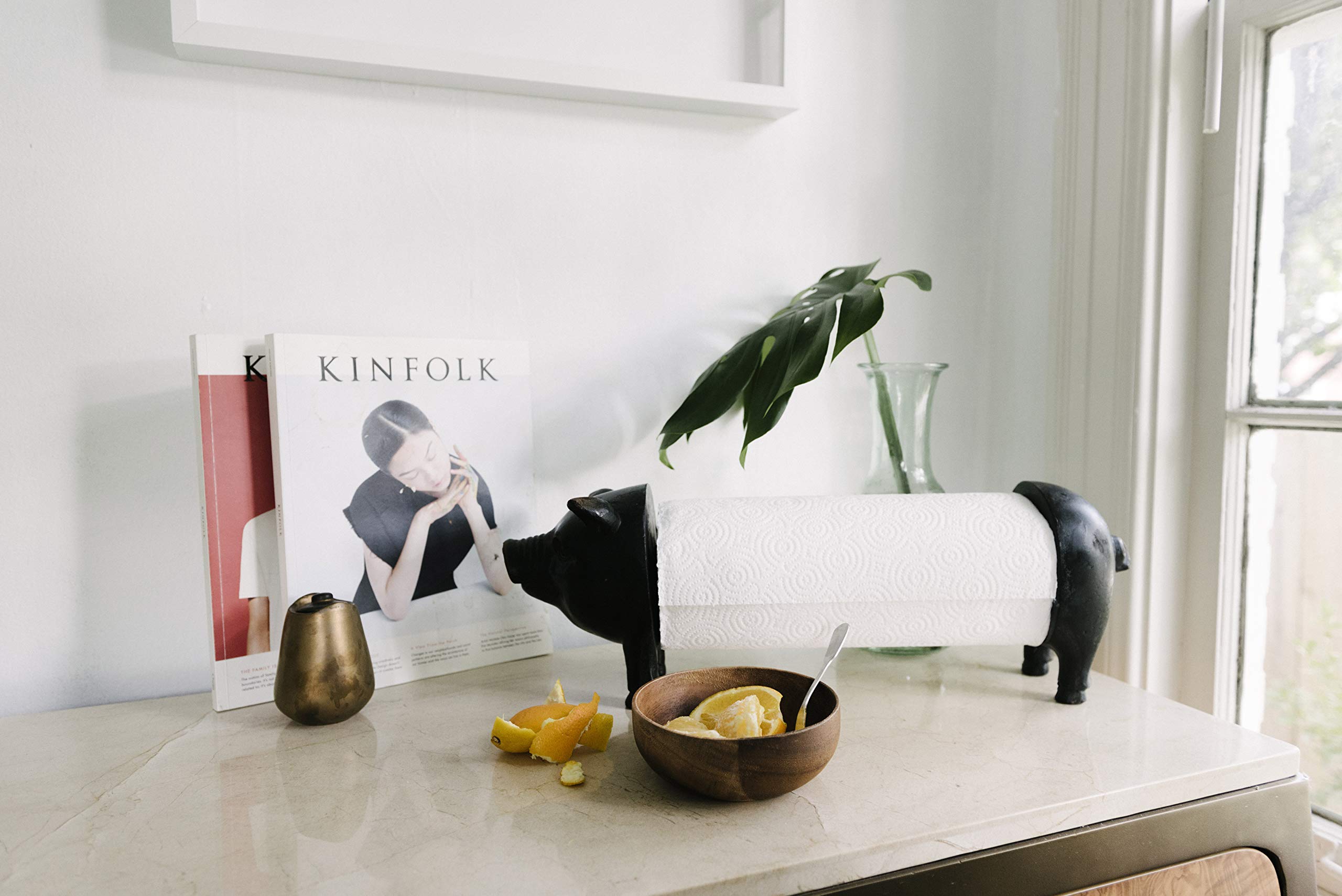 Creative Co-Op Antiqued Bronze Pig Paper Towel Holder