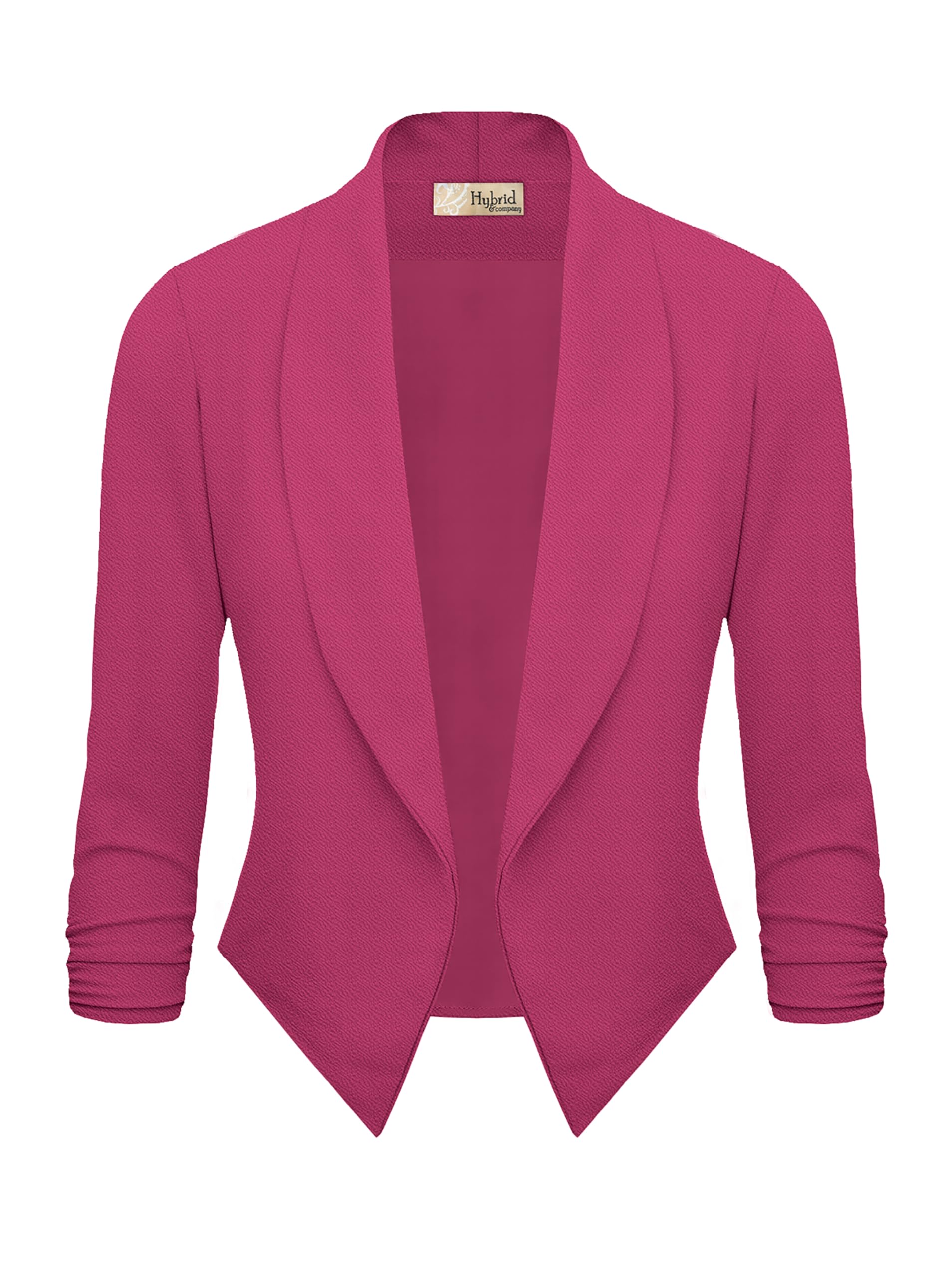 Womens Casual Work Office Open Front Blazer Jacket With Removable Shoulder Pads Jk1133 Fuchsia S