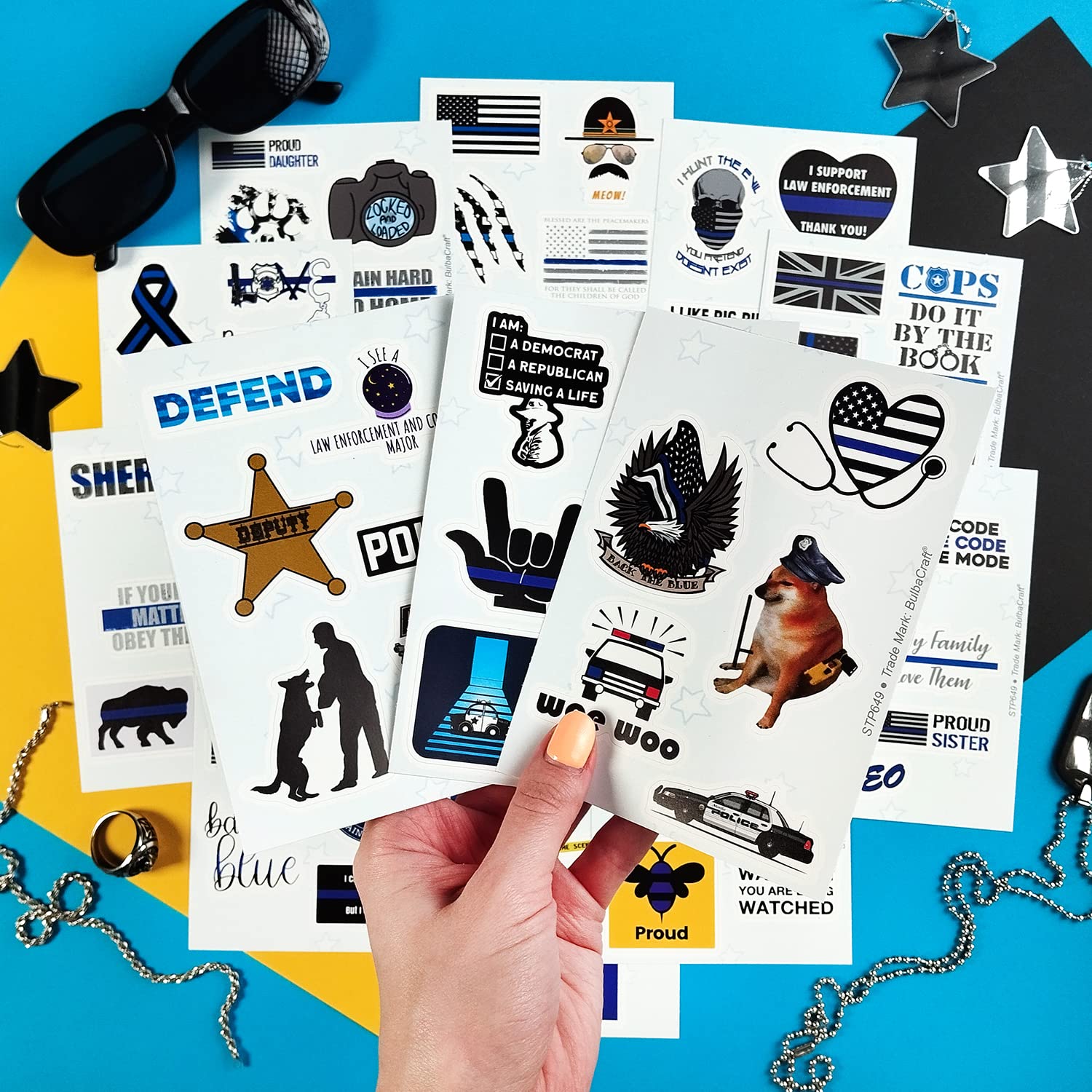 100Pcs Law Enforcement Stickers  Law Enforcement Support Decals  Law Enforcement Accessories  Law Enforcement Gifts  Thin Blue Line Stickers  Thin Blue Line Flag Stickers  Blue Line Gifts  Decorations