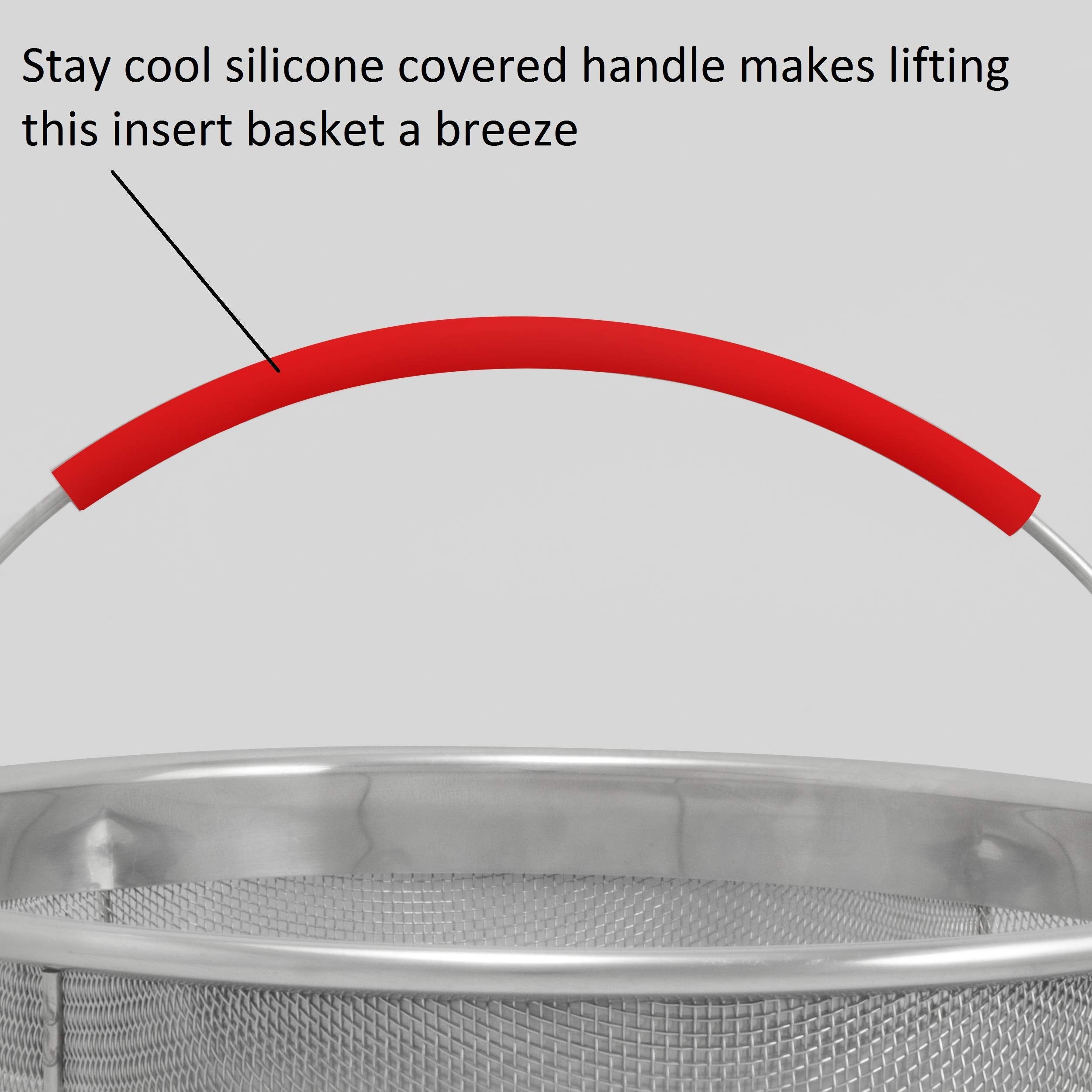 Excelsteel 3.75 Qt, Rinse Drain Sift Sieve Kitchenware Perfect For Pressure Cookers Strainer Basket Insert, 8.25'', Red