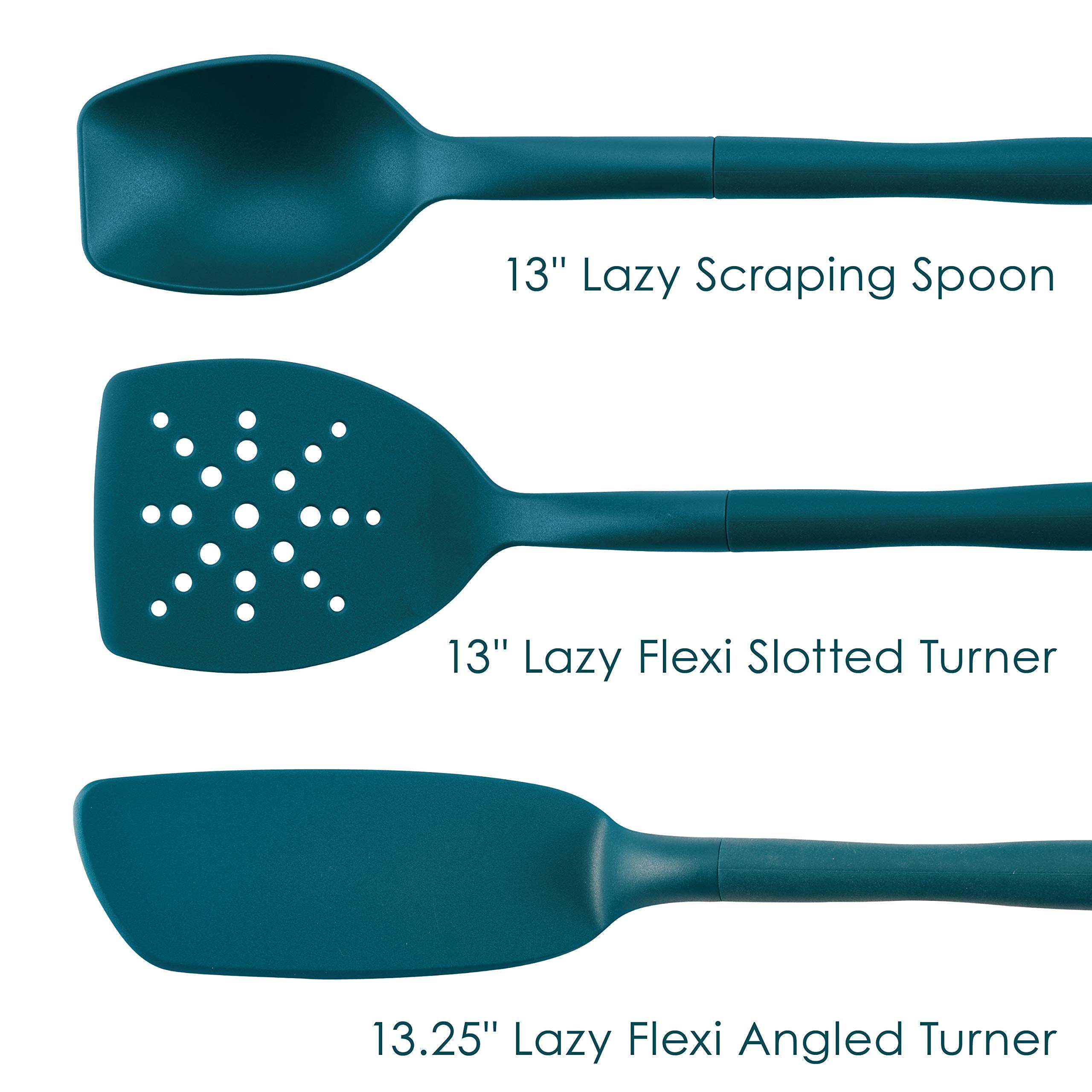 Rachael Ray Tools and Gadgets Spoon  Slotted and Solid Turners Set/ Cooking Utensils - 3 Piece  Teal Blue