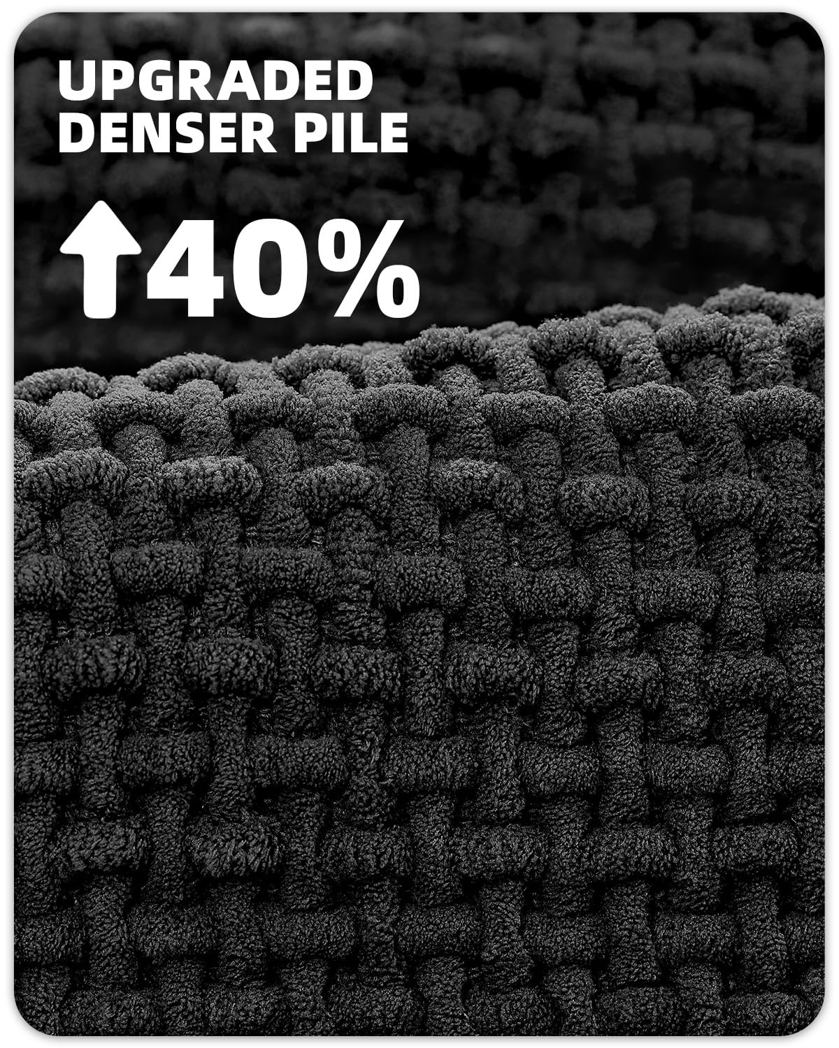 Color&Geometry Long Bathroom Runner Upgraded Denser Chenille Pile, 17''X47'' Non Slip Absorbent Black Bath Mats For Bathroom Thi