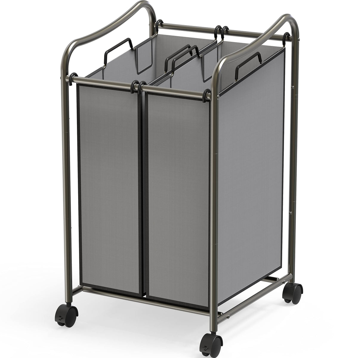 Simplehouseware 2 Bags Laundry Sorter, Dark Grey