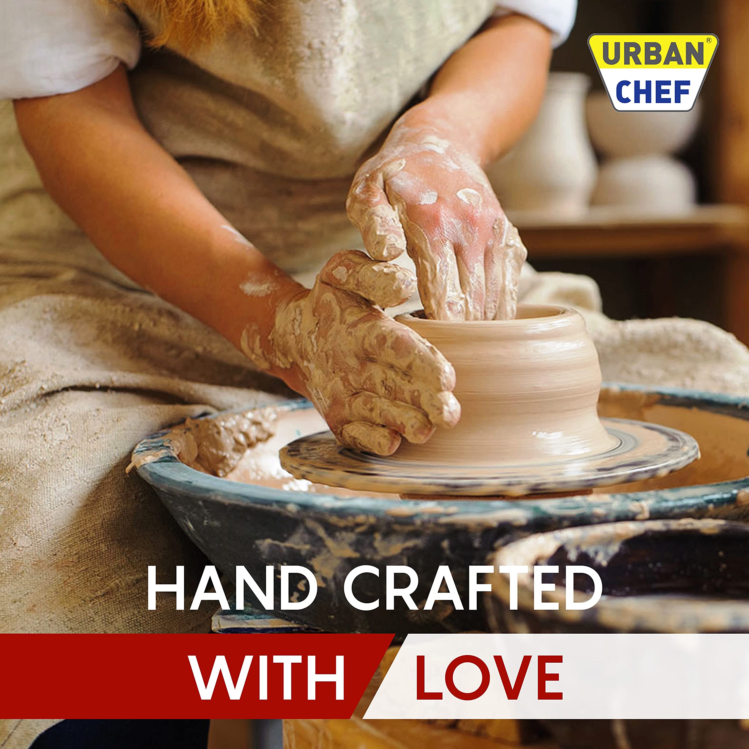 URBAN CHEF Prism Ceramic Handcrafted Shine Grey & Mustard - Microwave Safe Coffee/Milk Mug with Handle Ideal Best for Self Use O