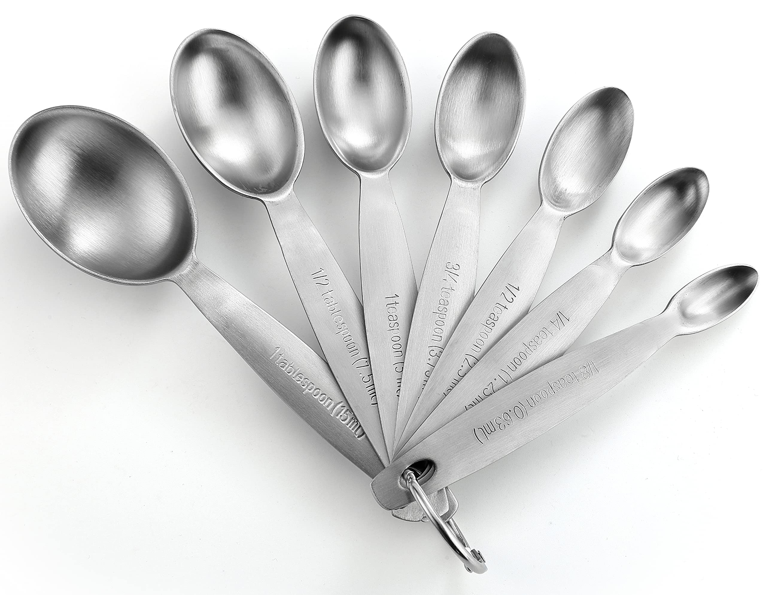 Spring Chef - Oval Stainless Steel Metal Measuring Spoons Set, Easy To Read Dual Measurements For Dry And Liquid Ingredients, Me