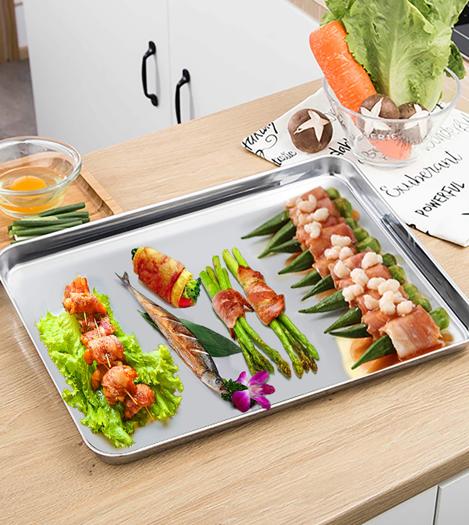 P&P Chef Extra Large Baking Sheet And Rack Set, Stainless Steel Cookie Sheet Baking Pan With Cooling Rack, Rectangle 19.6''X13.5