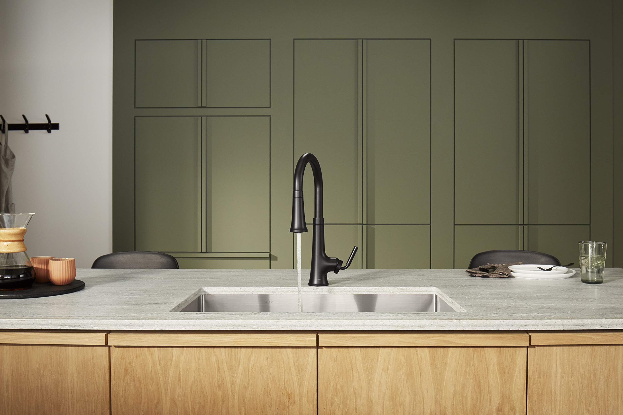 Kohler K-23766-Bl Tone Pull Down Sprayer, Touchless Faucet For Kitchen Sink, Matte Black