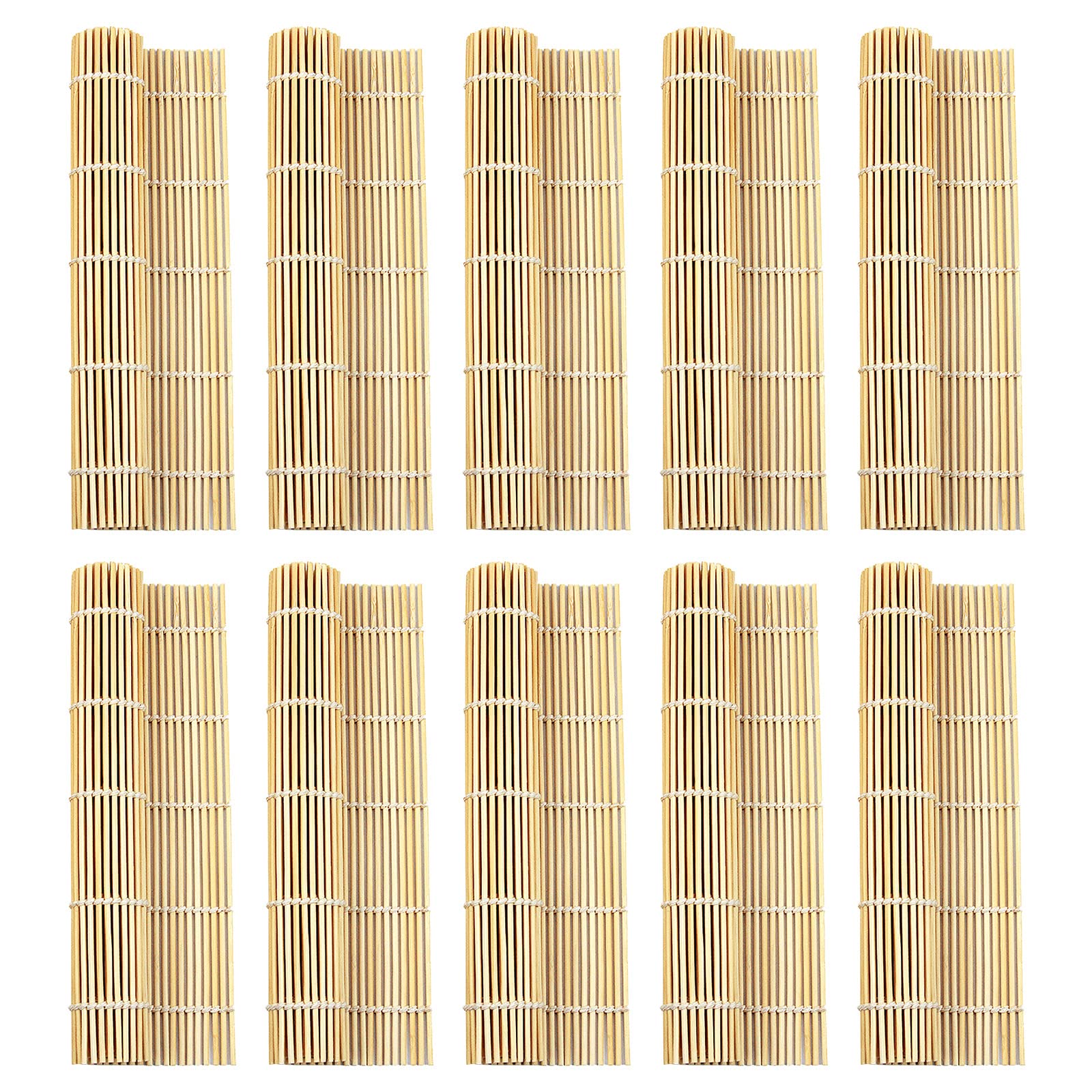 Leefone 10 Pcs 9.5'' X 9.5'' Natural Bamboo Sushi Rolling Mat