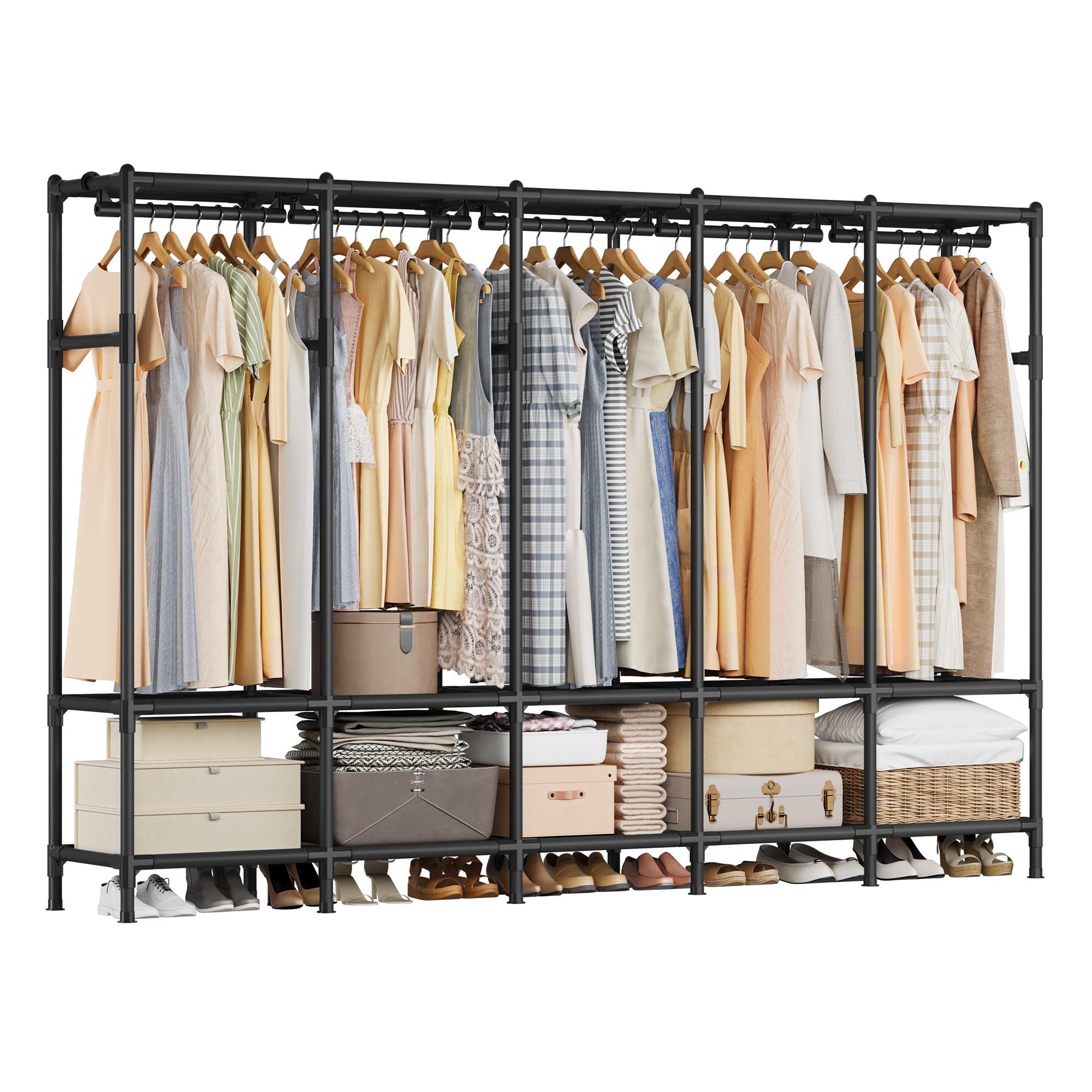 Songmics Wardrobe Closet, 83.5 Inch Large Capacity Portable Closet, Clothing Rack, 25 Mm Dia,Thick Steel Tubes, Clothes Organize