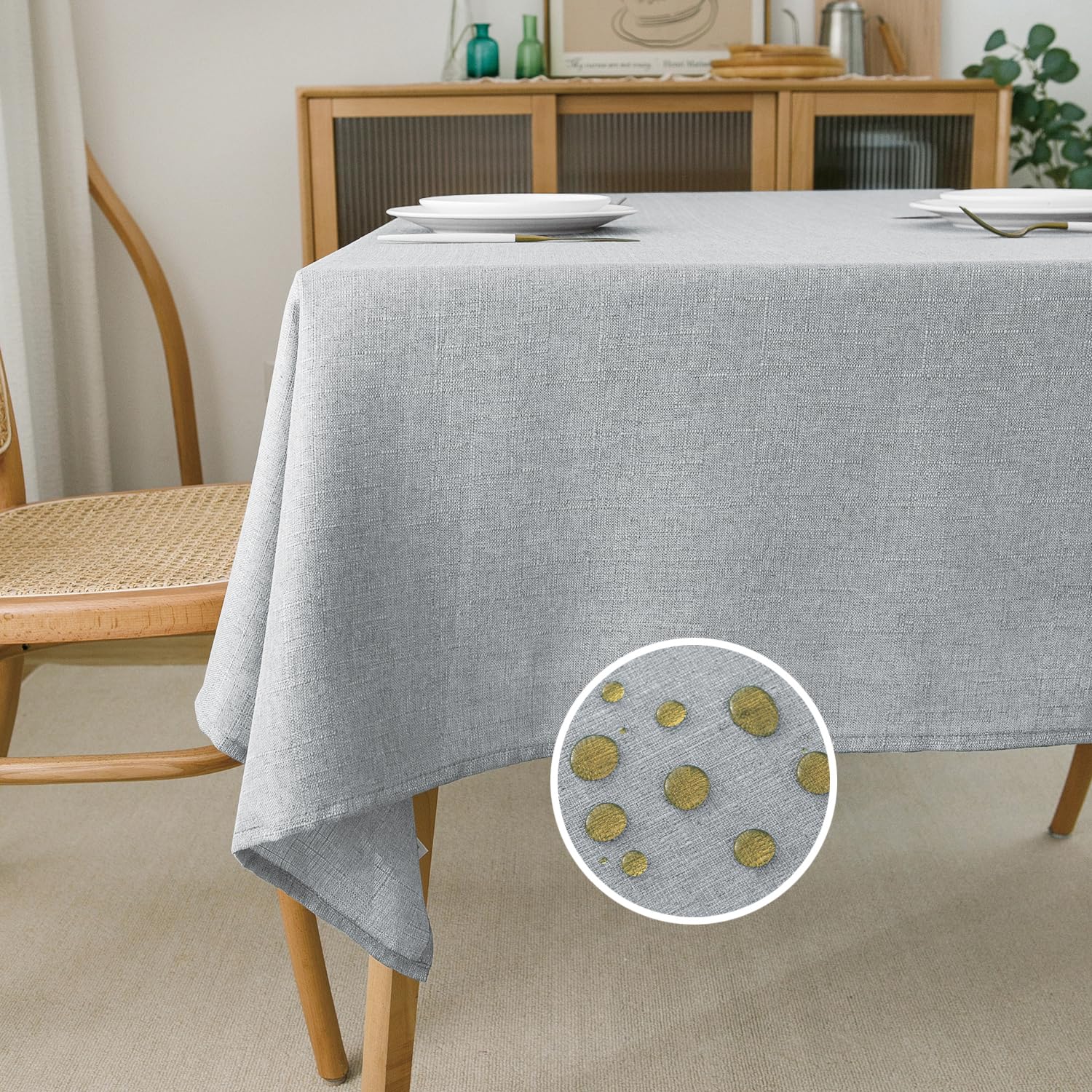 Nlmuvw Linen Table Cloth For Square Table Waterproof Wrinkle Resistant Buralp Textured Tablecloth Decorative Table Cover For Kit