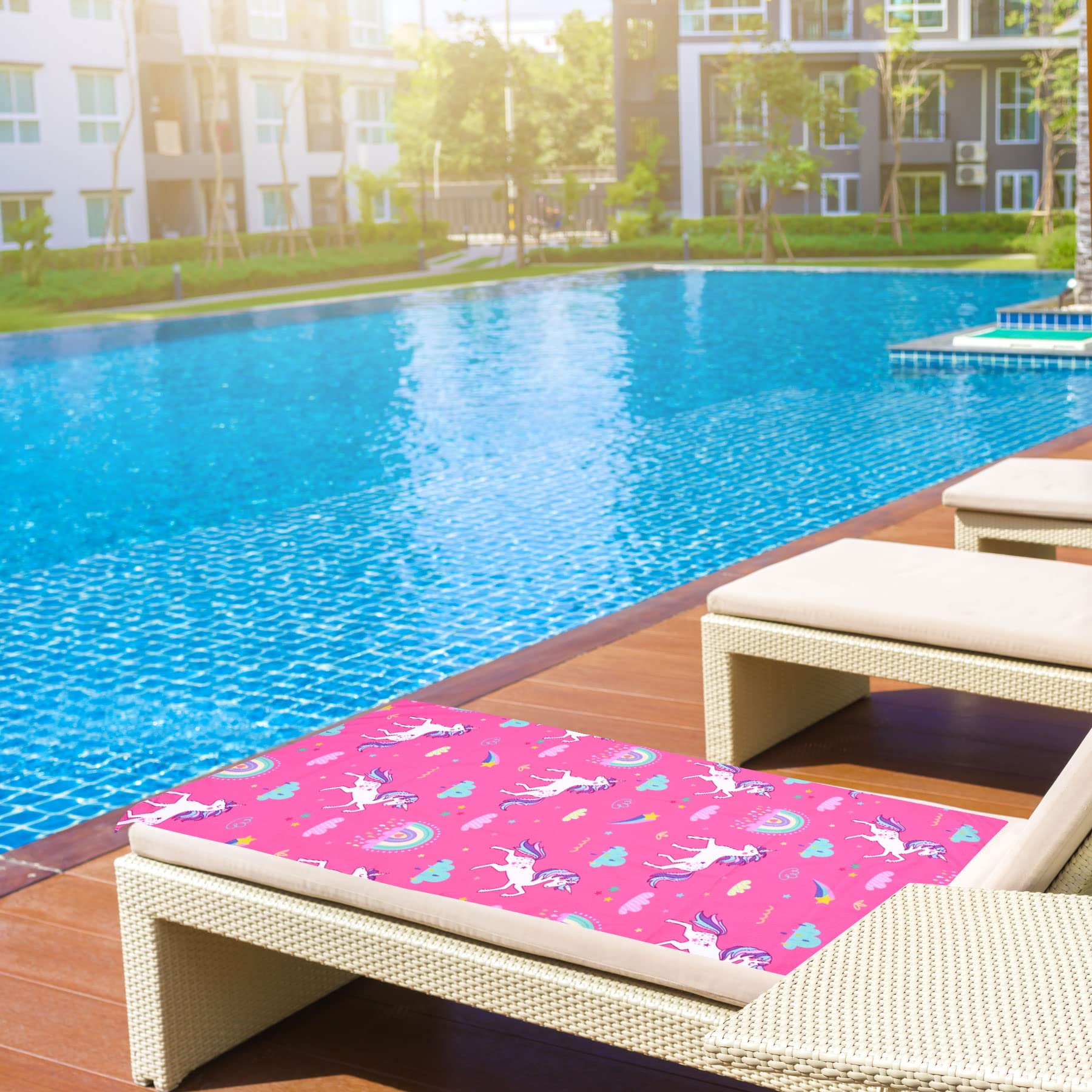 Livilan Pink Unicorn Rainbow Beach Towel, Perfect For Kids, Girls, Women, Soft Microfiber Bath, Pool, Swimming Towel, Thin, Quic