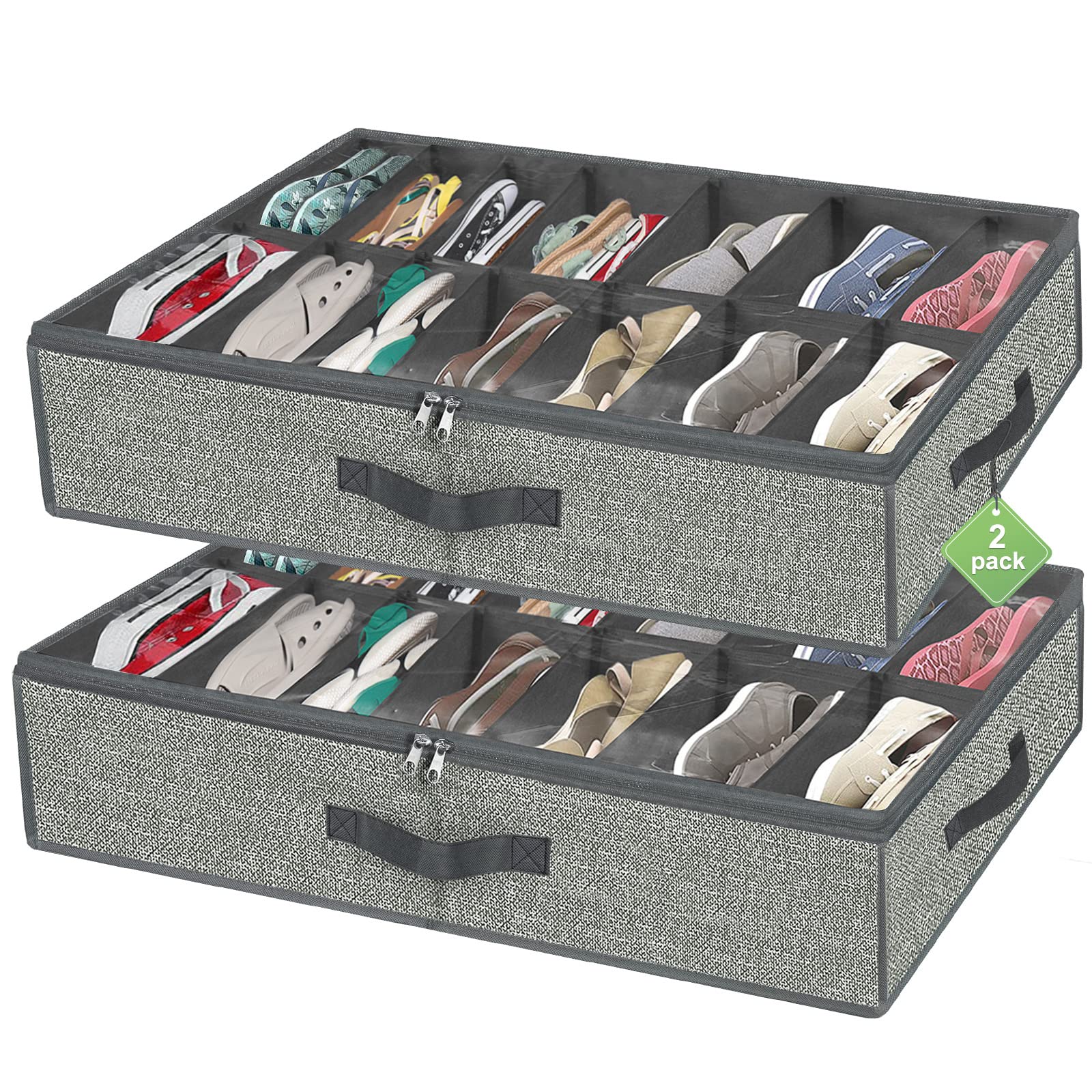 28 Pairs Shoe Organizer Under Bed, Underbed Shoe Storage Boxes Bins, Organizador De Zapatos, Extra Large Zapateras Organizer, Gr
