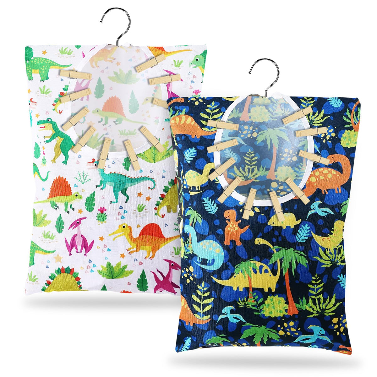 2 Pcs Dinosaurs Clothes Pin Bag Clothespin Bag Holder Clothespin Holder 15 X 11 Inch Clothes Pin Hanging Bag Clothespin Bag For