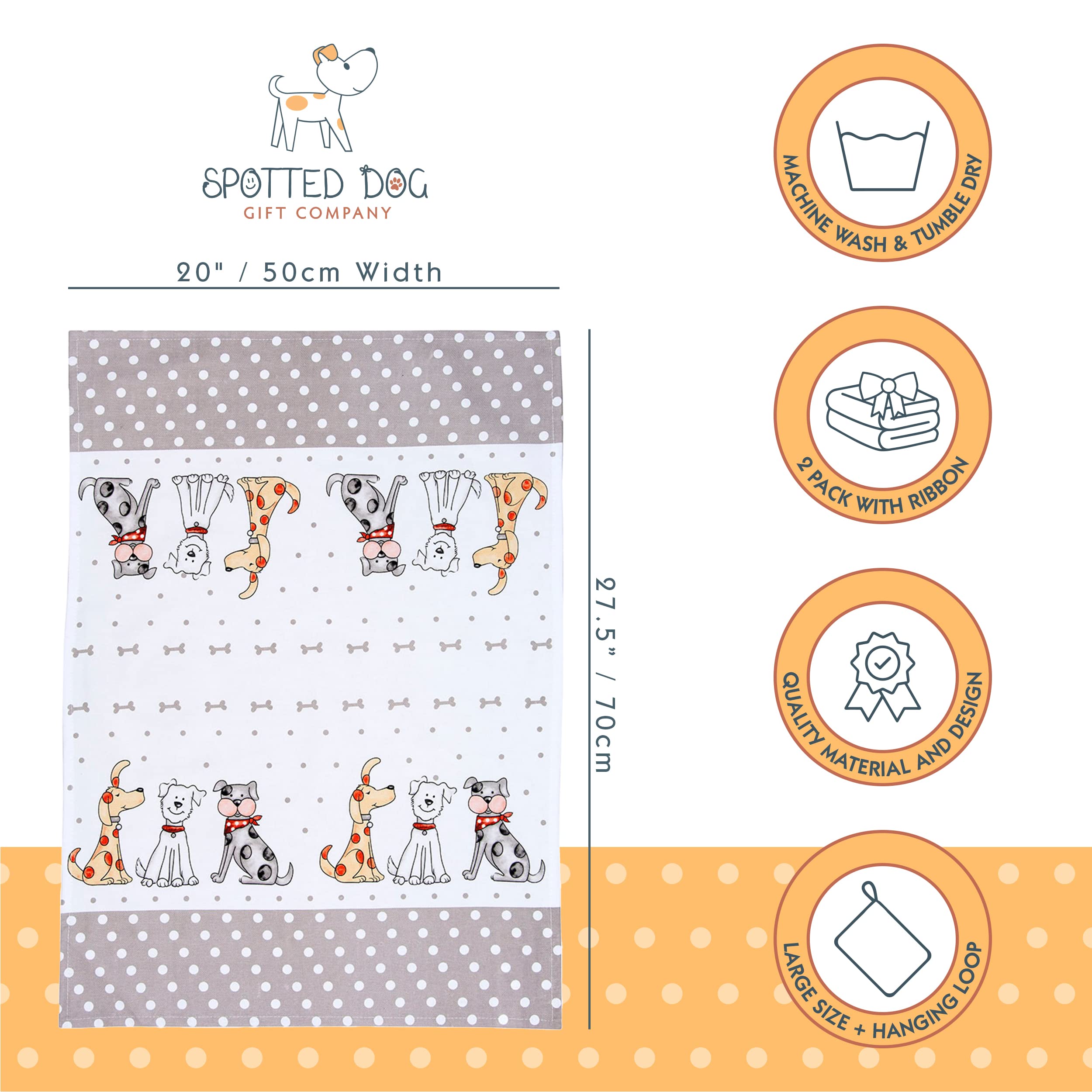 Spotted Dog Gift Company Kitchen Towels, Dish Towels For Drying Dishes, Tea Towels, Cute Dog Themed Decorative Kitchenware Acces