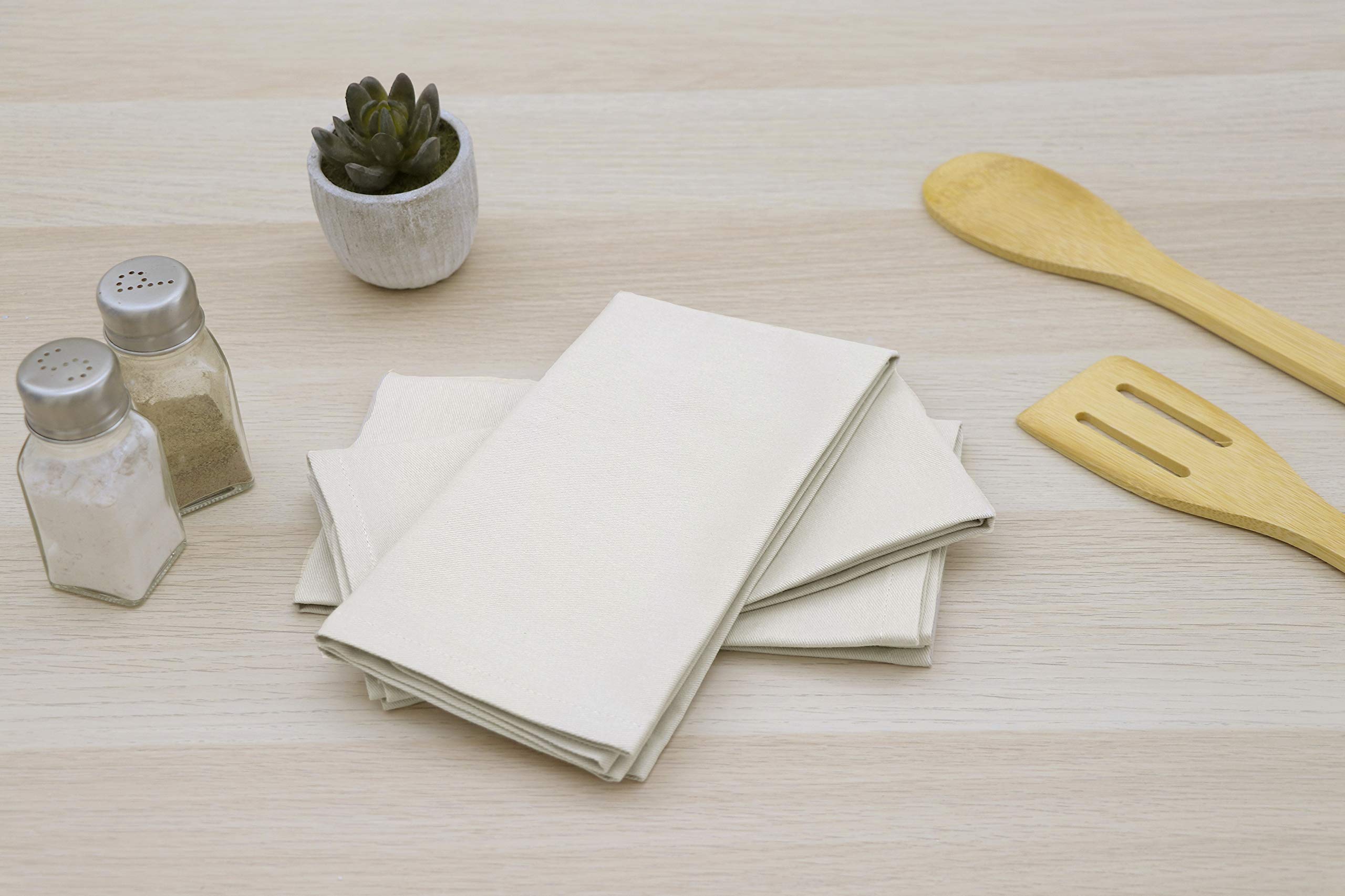 Cotton Beige Napkins Set Of 6 Solid Soft With Hemmed Edges Hotel Quality 18X18 Inch Dinner Napkin For Weddings, Home Dining, Tab