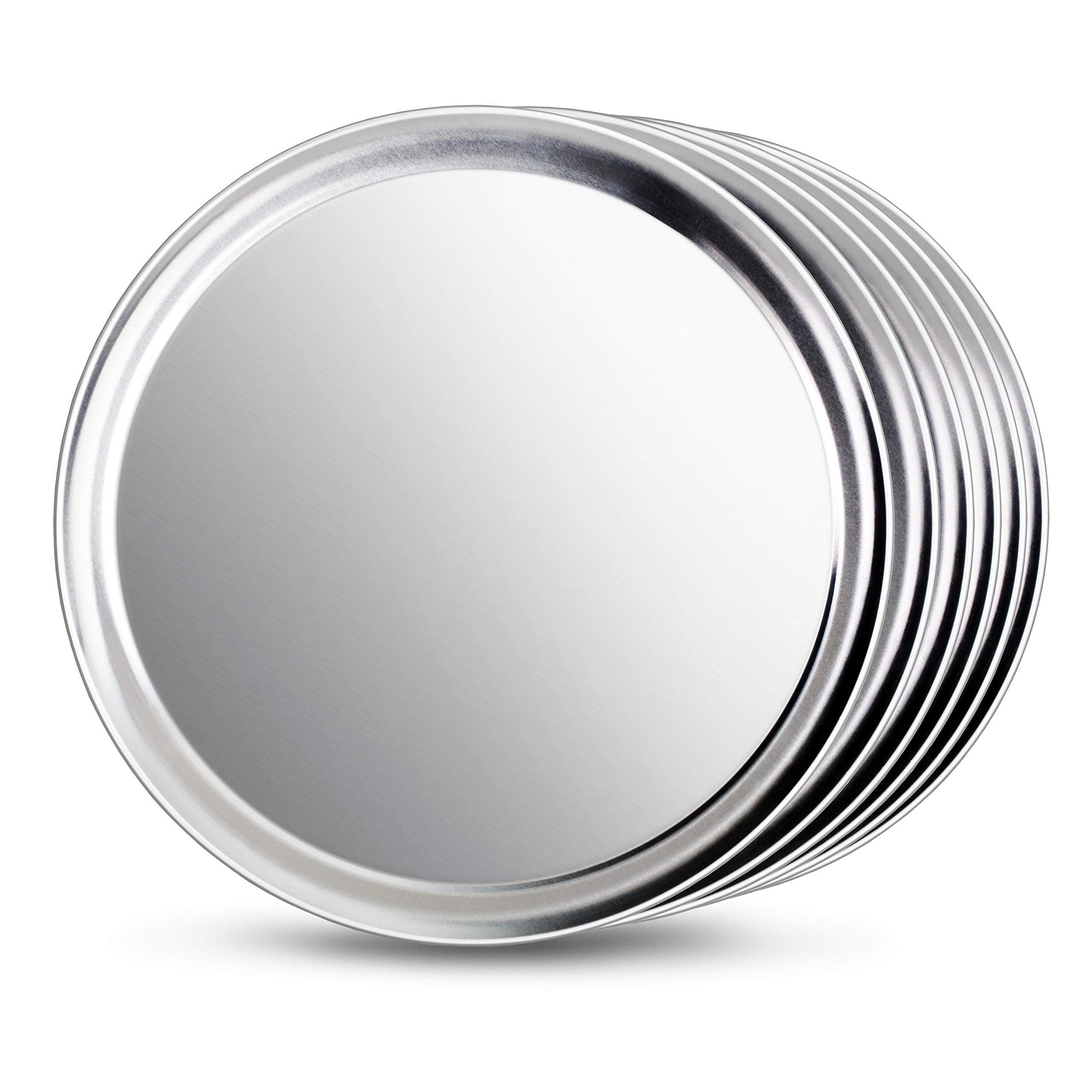 New Star Foodservice 50899 Pizza Pan/Tray, Wide Rim, Aluminum, 14 Inch, Pack Of 6