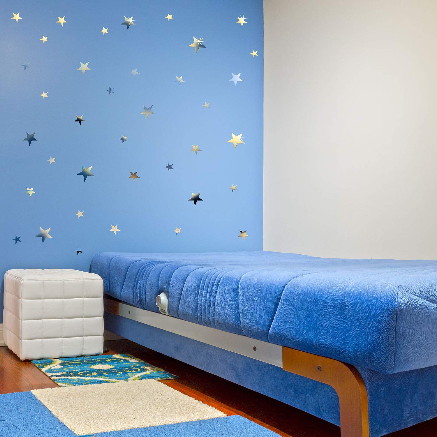 Shappy 32 Pcs Star Mirror Wall Stickers For Bedroom Living Room Decoration Diy Removable Acrylic Mirror Wall Decals For Home Nur