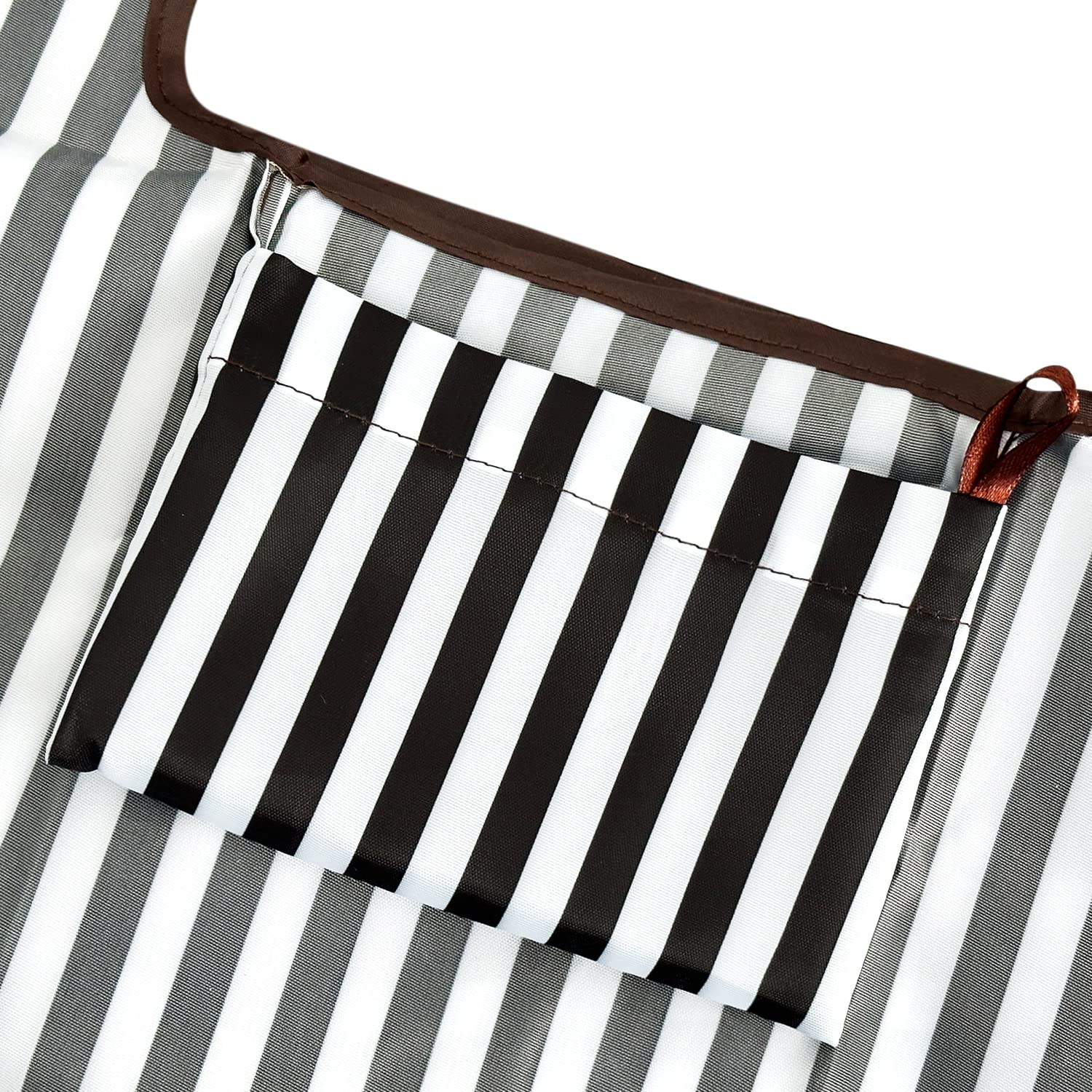 Allydrew Large & Small Foldable Tote Nylon Reusable Grocery Bags, Set Of 2, Black Stripes