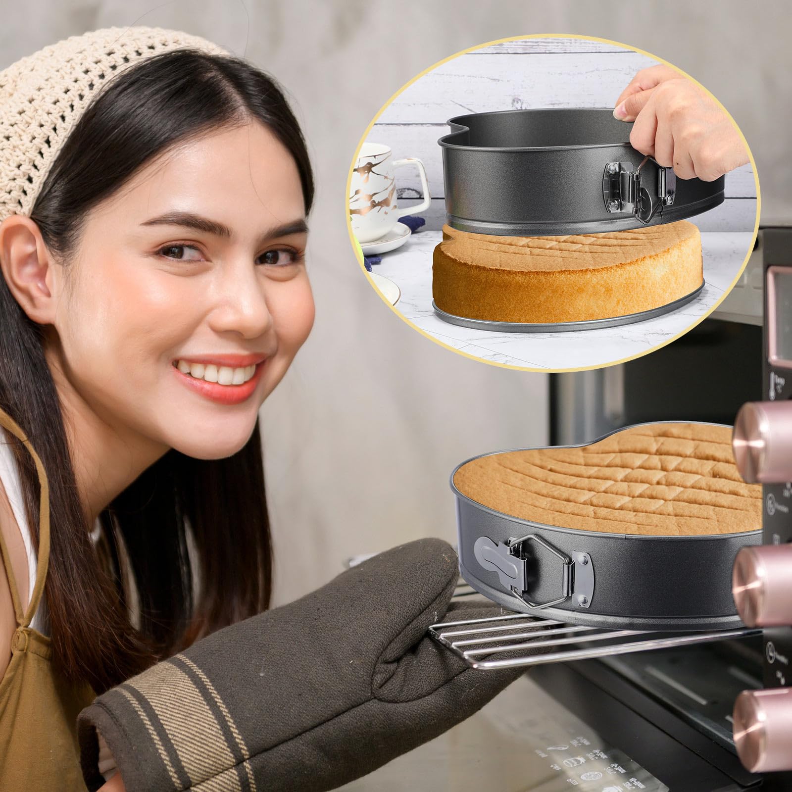 Zhehao 6 Pcs Heart Shape Cake Pans Heart Cake Mold 6 Cheesecake Molds Diverse Sizes Nonstick Springform Cheesecake Pan Set Heart