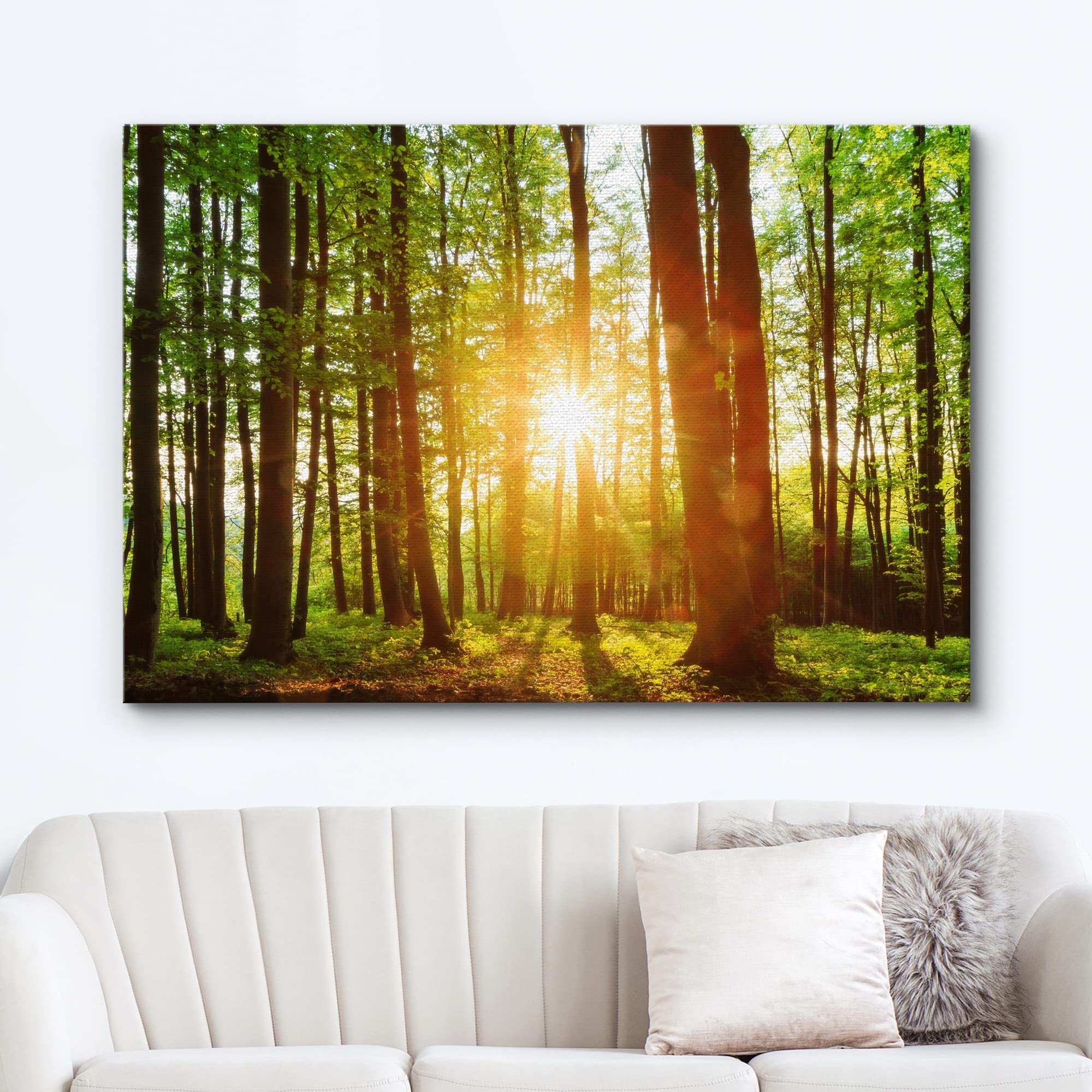 Wall26 Canvas Print Wall Art Sunrise Over The Green Forest Nature Wilderness Photography Modern Art Rustic Scenic Colorful Multi