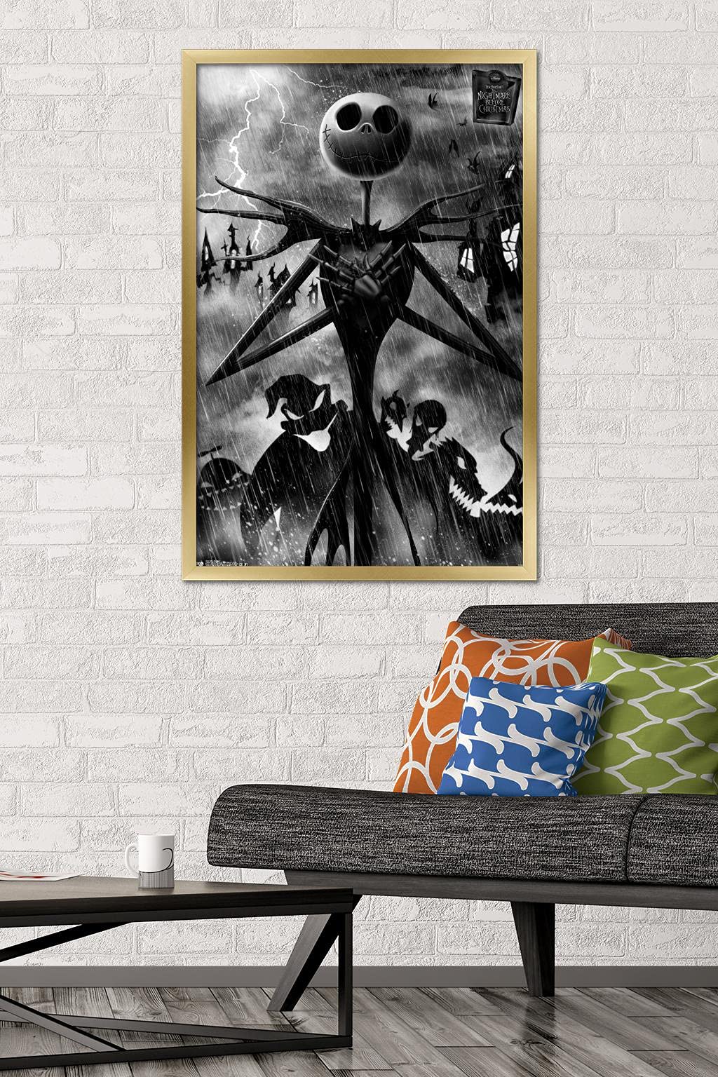 Trends International Disney Tim Burton'S The Nightmare Before Christmas-Shadows Wall Poster, 22.375'' X 34'', Gold Framed Versio