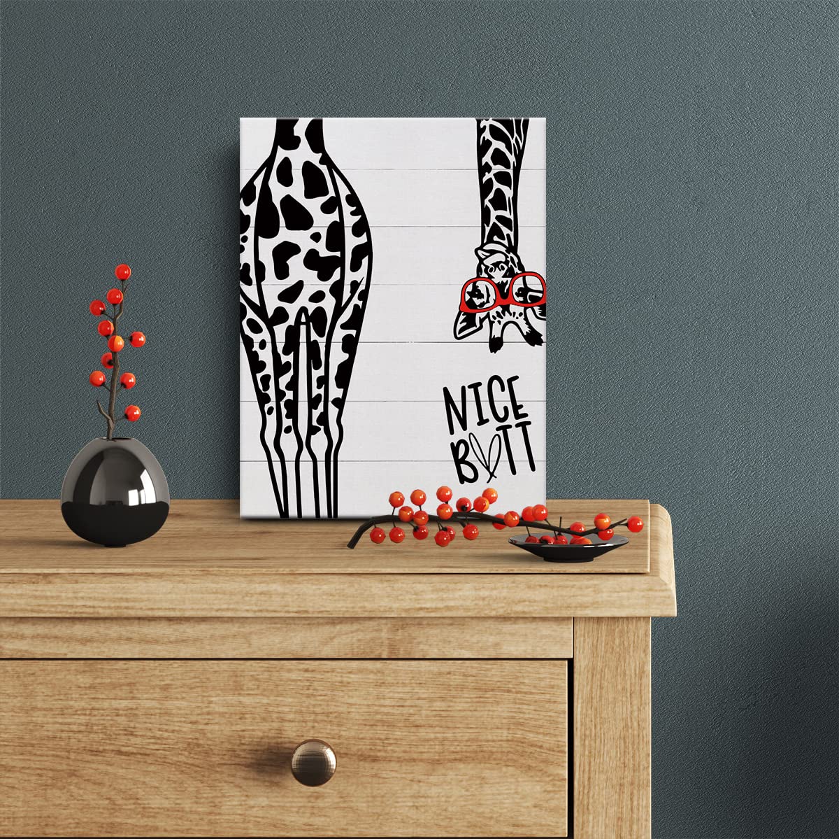 Bathroom Canvas Print Decor Bathroom Quote Giraffe Wall Painting Posters Artwork 12X15 Perfect Home Office Decoration (Framed)