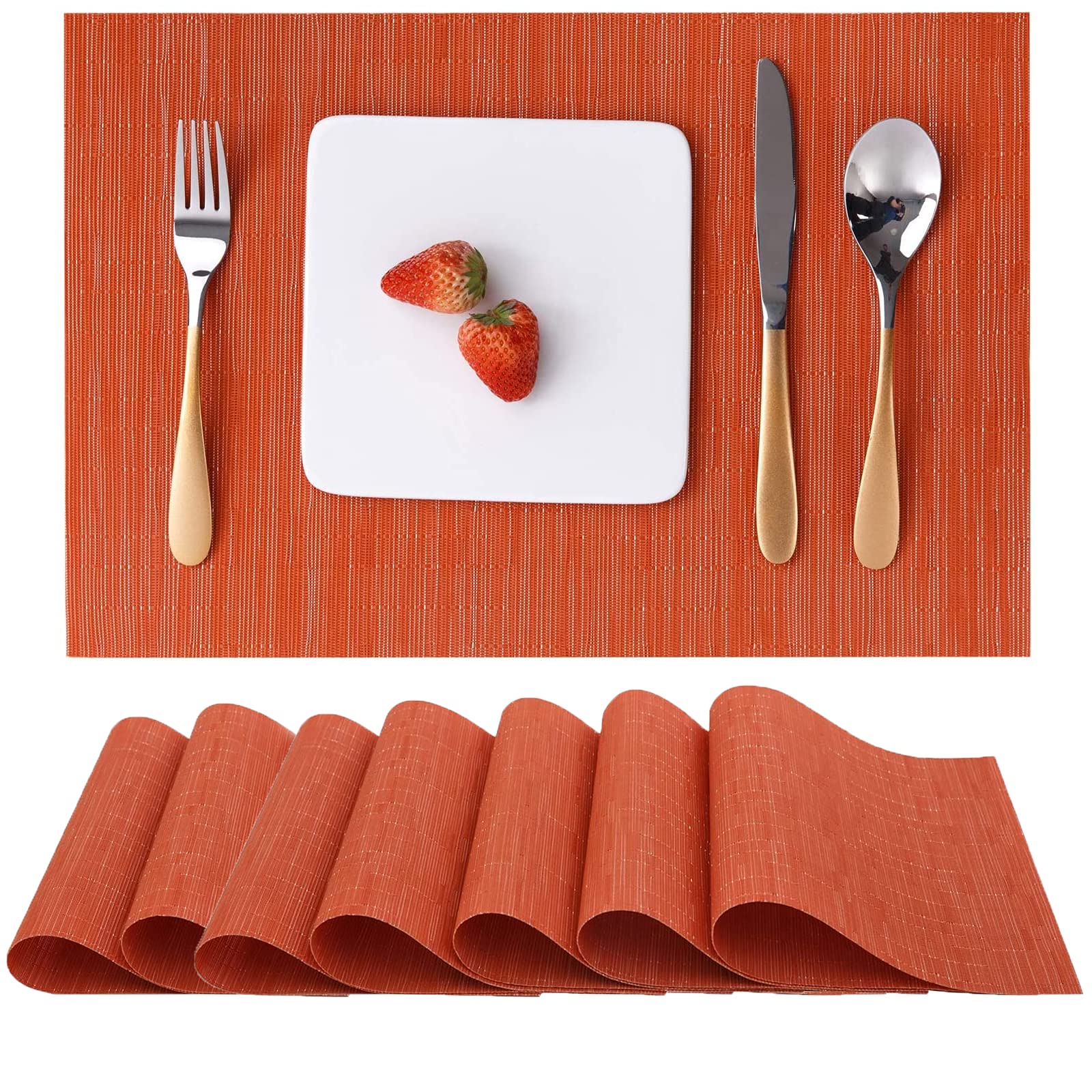 Myir Jun Place Mats, Table Mats Set Of 8 Indoor Placemats Washable Nonslip Heatproof Woven Placemats For Dining Table Fabric Pl