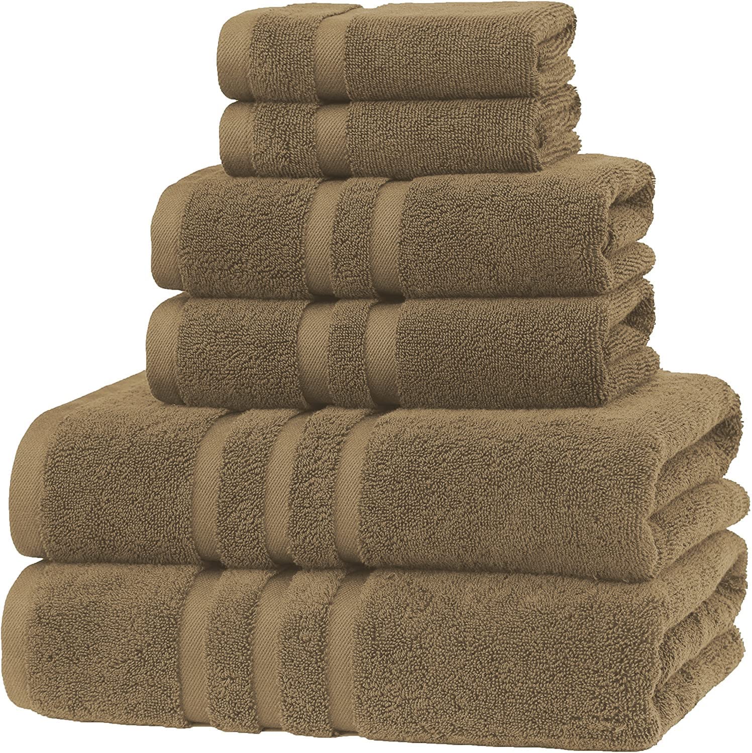 Veteran Textile Llc- 6 Pieces-100% Turkish Cotton - Luxury Towel Set For Bathroom & Kitchen, 2 Bath Towels, 2 Hand Towels & 2 Wa