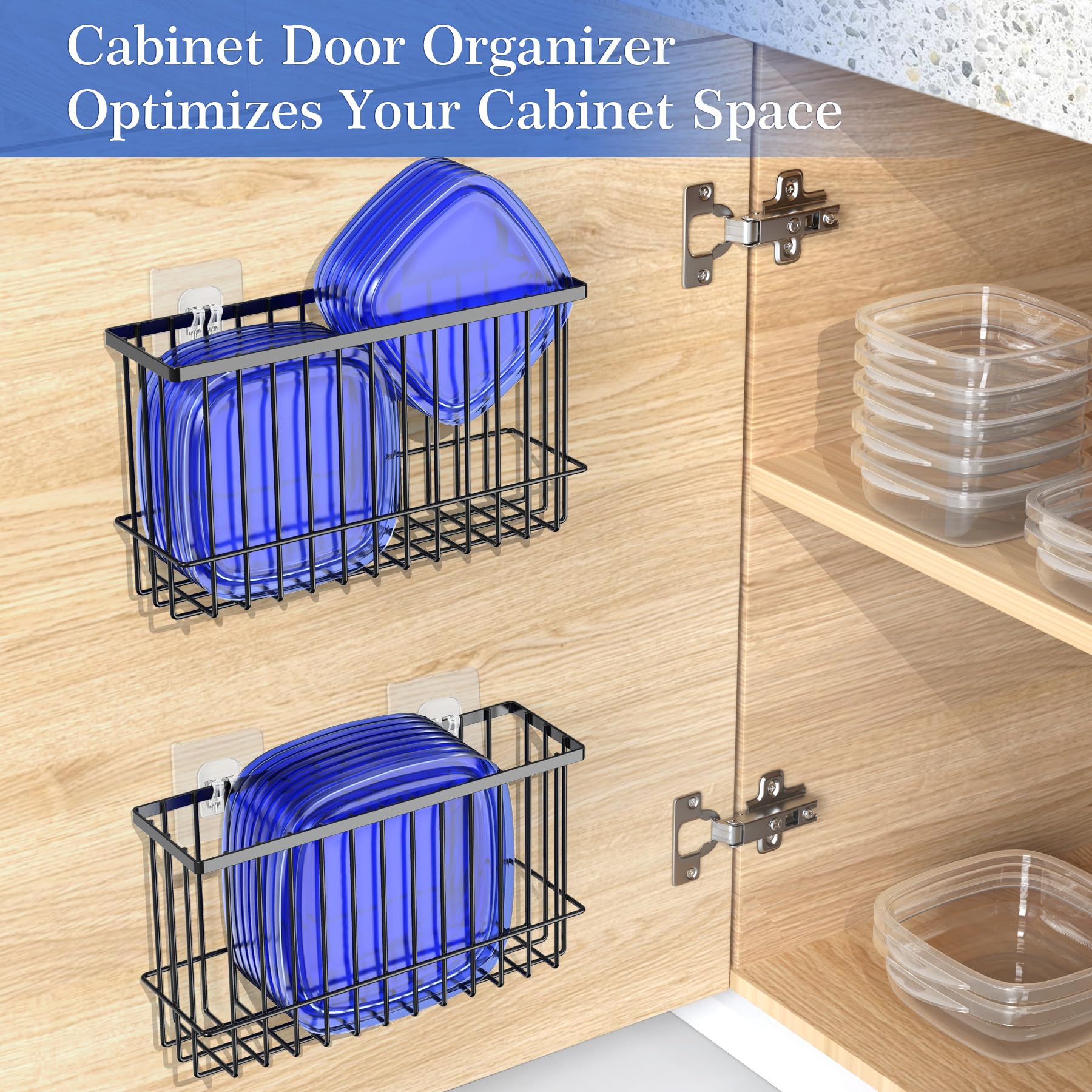 Nihome Cabinet Door Lid Organizer 2-Pack, Cabinet Organizers And Storage, Compact Design For Space Optimization-Over The Cabinet