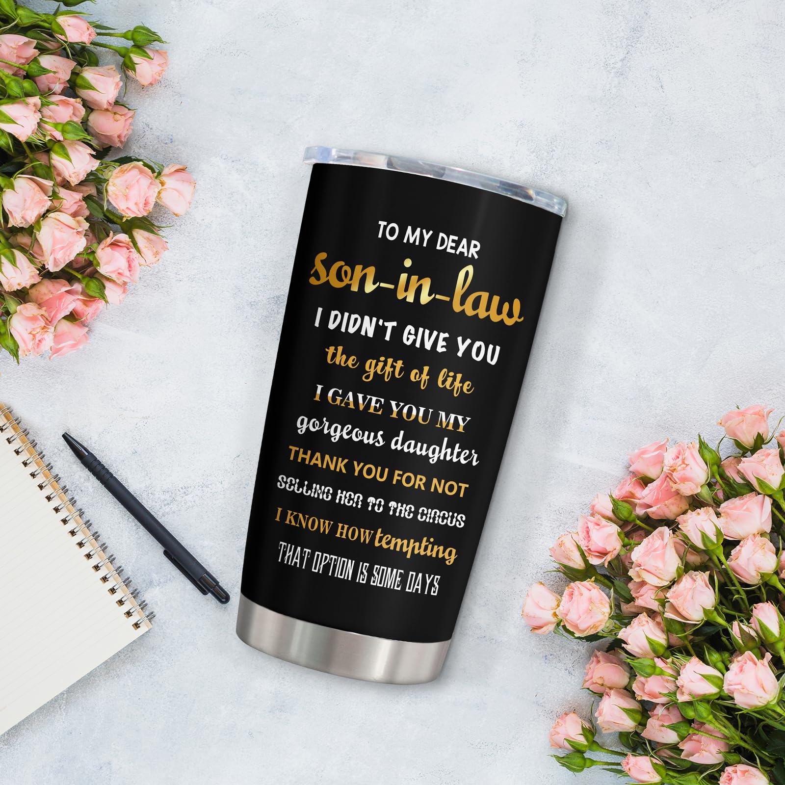 Muilzon Son in Law Gifts Tumblers 20oz - Fathers Day Christmas Birthday Gifts for Son in Law Coffee Mug - Son-in-Laws Present fr