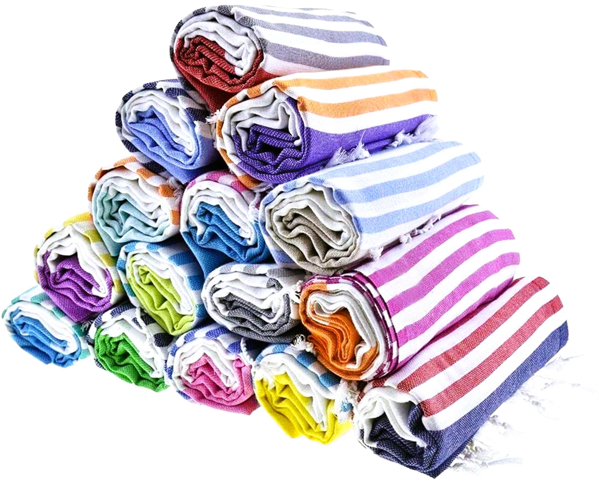 HAVLULAND Set of 6 Beach Towels 100% Turkish Cotton Soft Beach Towel Super Absorbent XL Bath Towels Oversized 71x39 Inch Sandproof Beach Blanket Extra Large Pool Towels