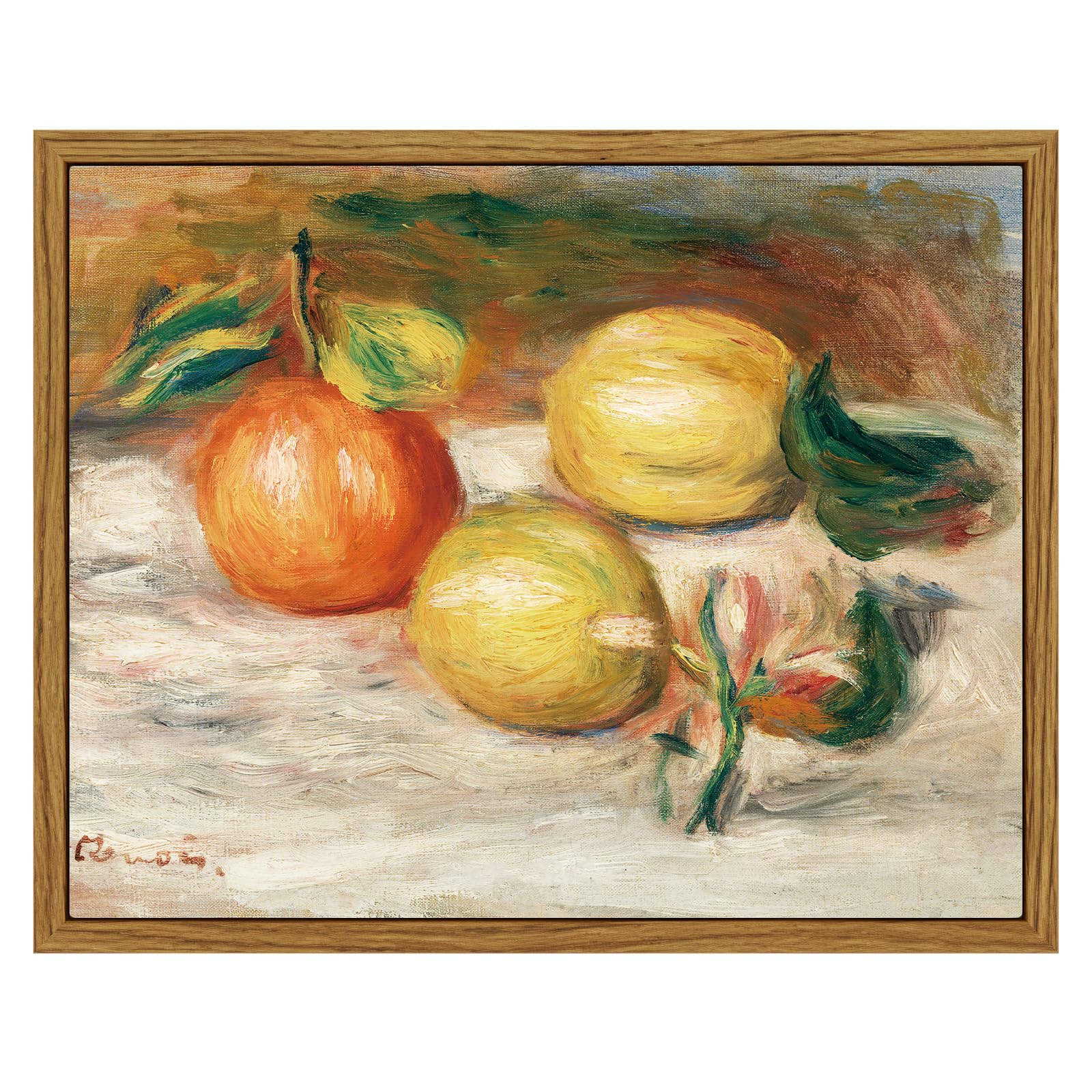 Arpeotcy Framed Canvas Lemons Wall Art, Vintage Still Life Wall Art Home Decor, Classical Farmhouse Fruit Oil Painting Wall Deco