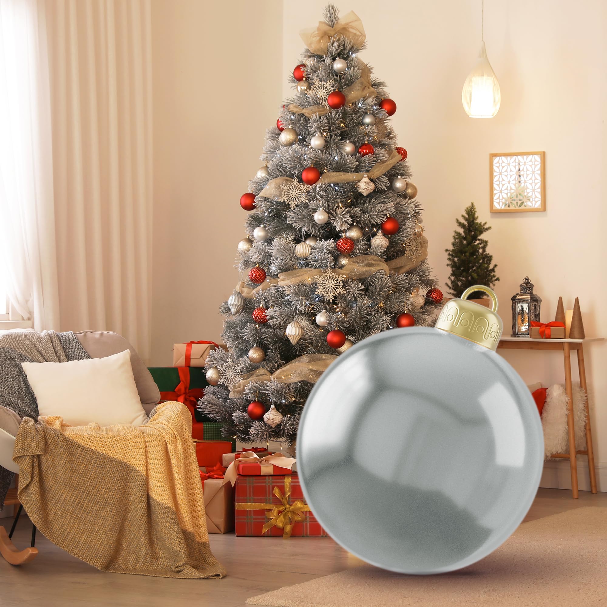 24 Inch Inflatable Christmas Balls PVC Xmas Inflatable Decorated Balls, Outdoor Inflatables Ornaments Big Christmas Ornaments Ba