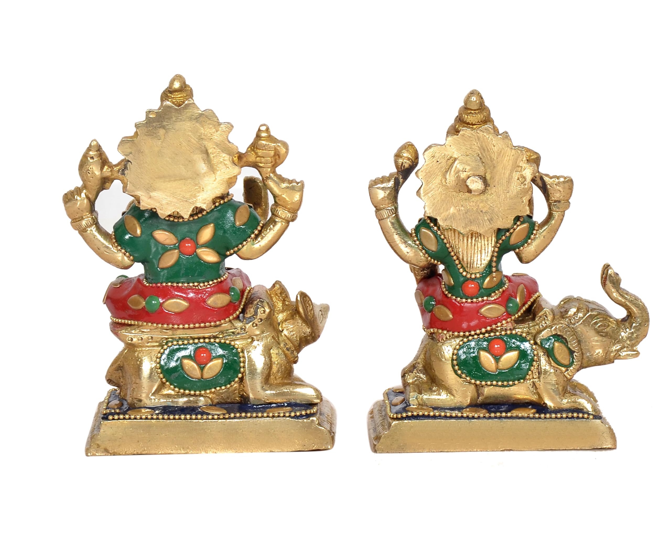 Dattatreya Brass Laxmi Ganesh Statue - Handcrafted Goddess Lakshmi And Lord Ganesha Idol For Home Decor And Pooja - Hindu Deitie
