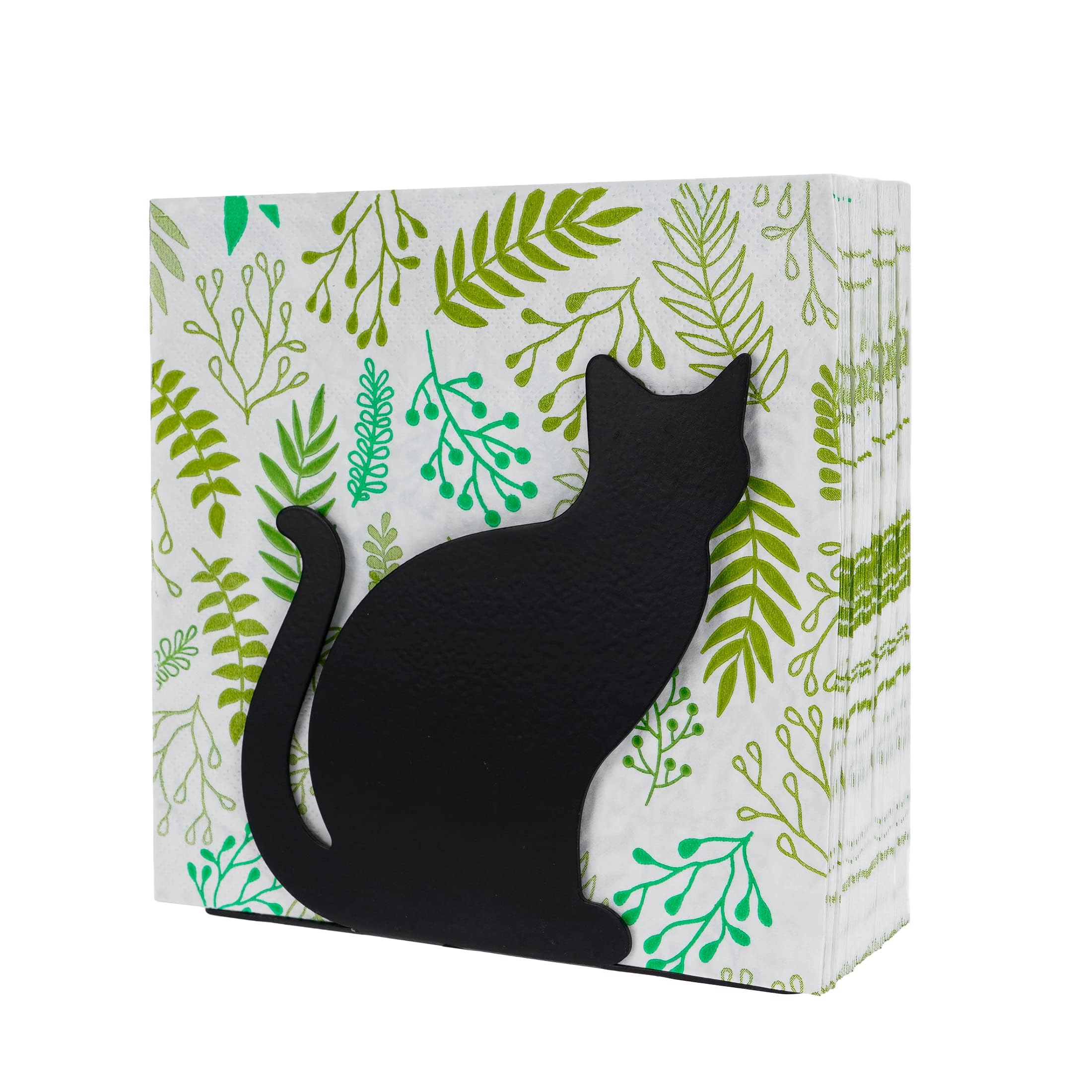 SOFFEE DESIGN Iron Vertical Cat Napkin Holder, Animal Shadow Napkin Stand Convenient Desktop Storage Decoration, Adorable Paper 